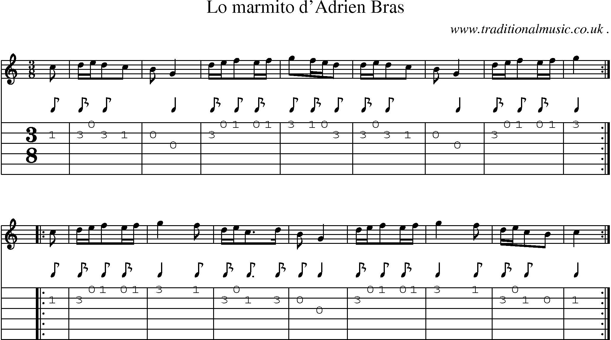 Sheet-Music and Guitar Tabs for Lo Marmito Dadrien Bras