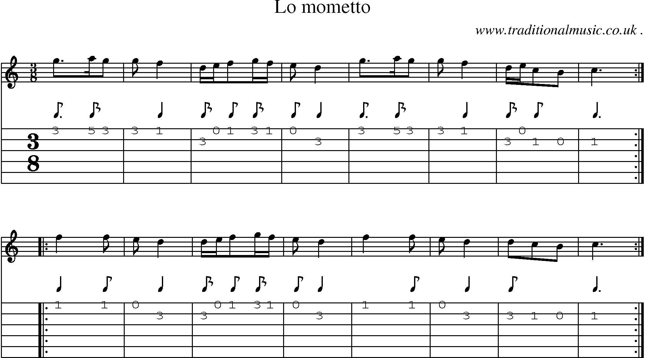 Sheet-Music and Guitar Tabs for Lo Mometto