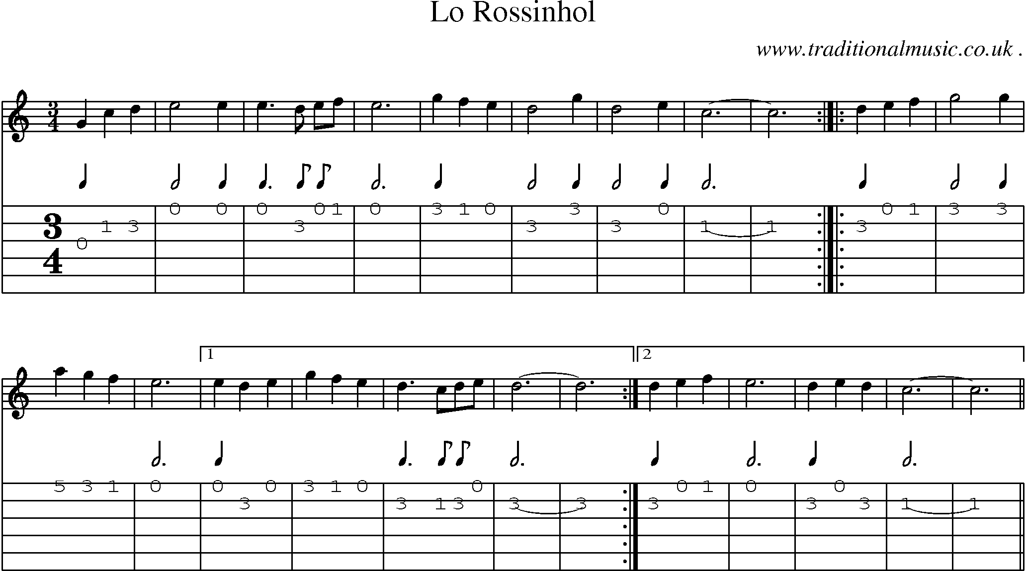 Sheet-Music and Guitar Tabs for Lo Rossinhol