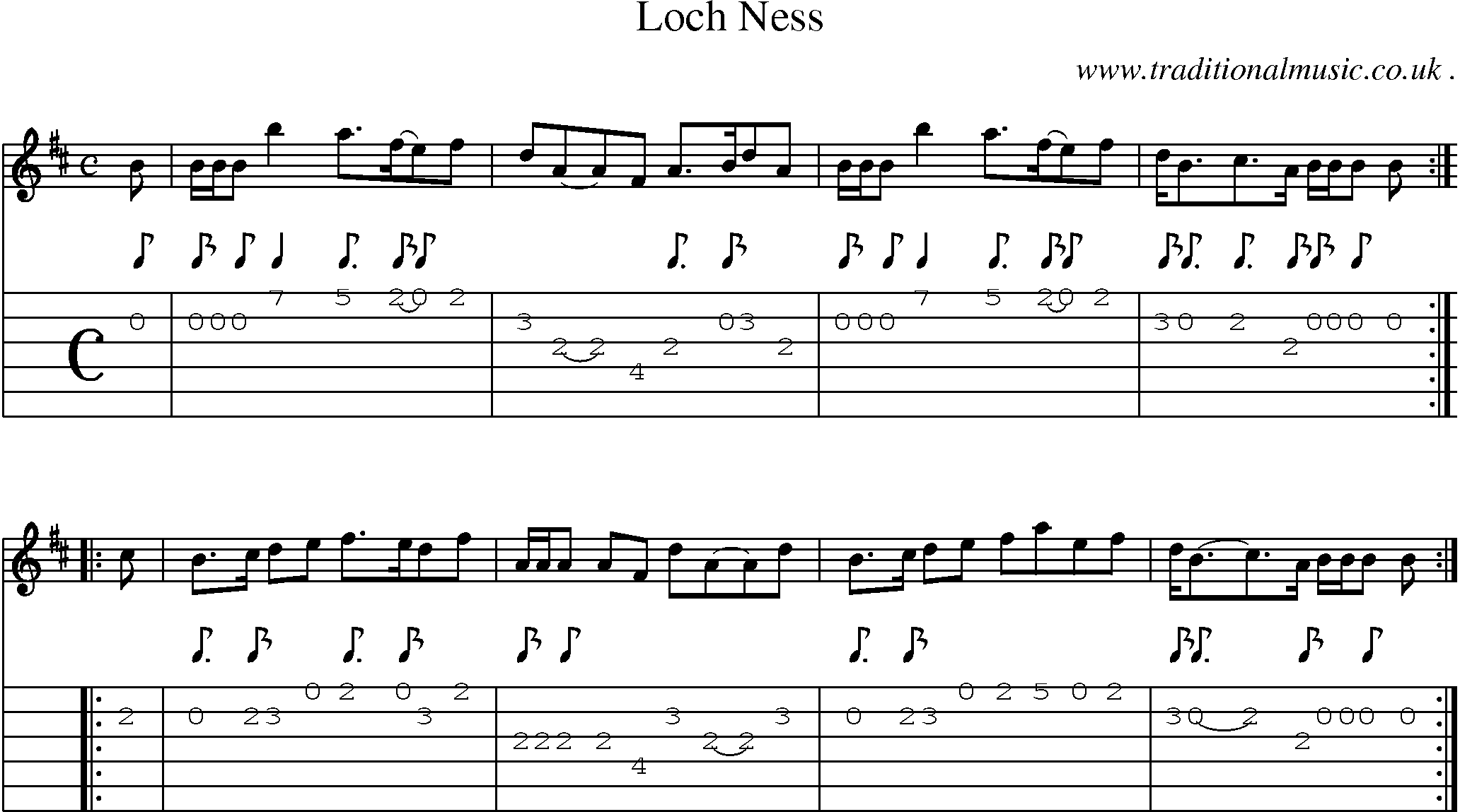 Sheet-Music and Guitar Tabs for Loch Ness