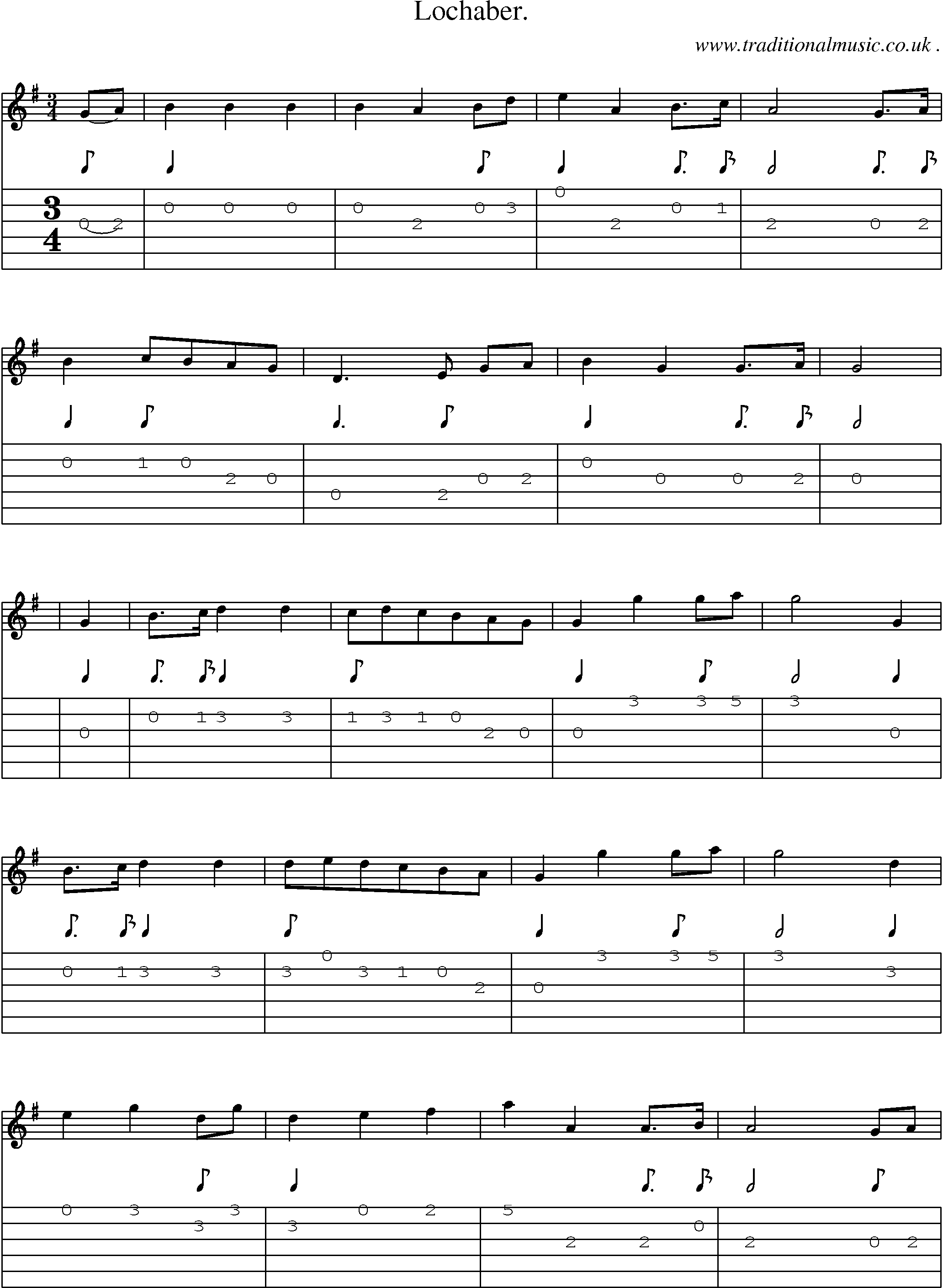 Sheet-Music and Guitar Tabs for Lochaber