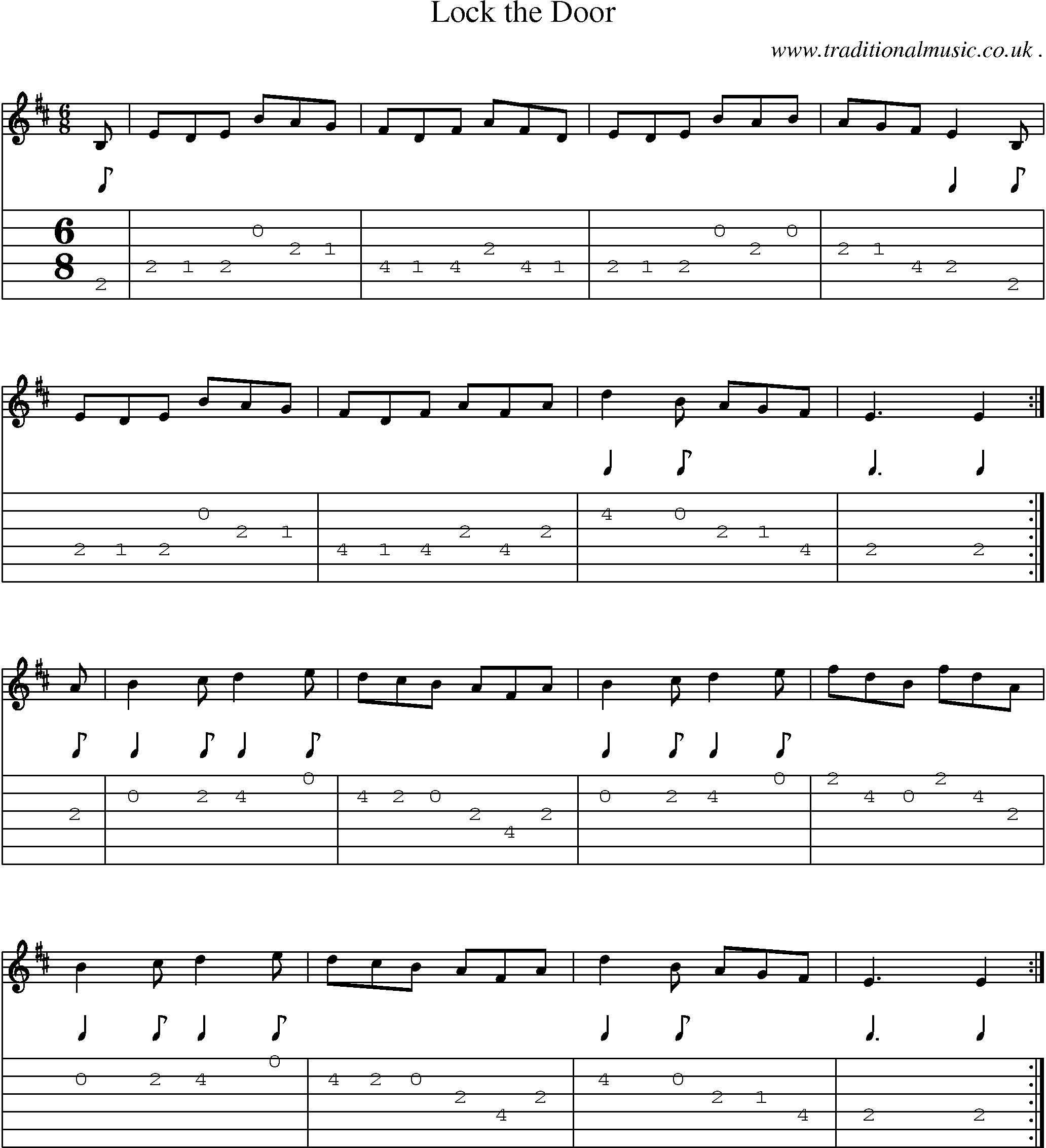 Sheet-Music and Guitar Tabs for Lock The Door