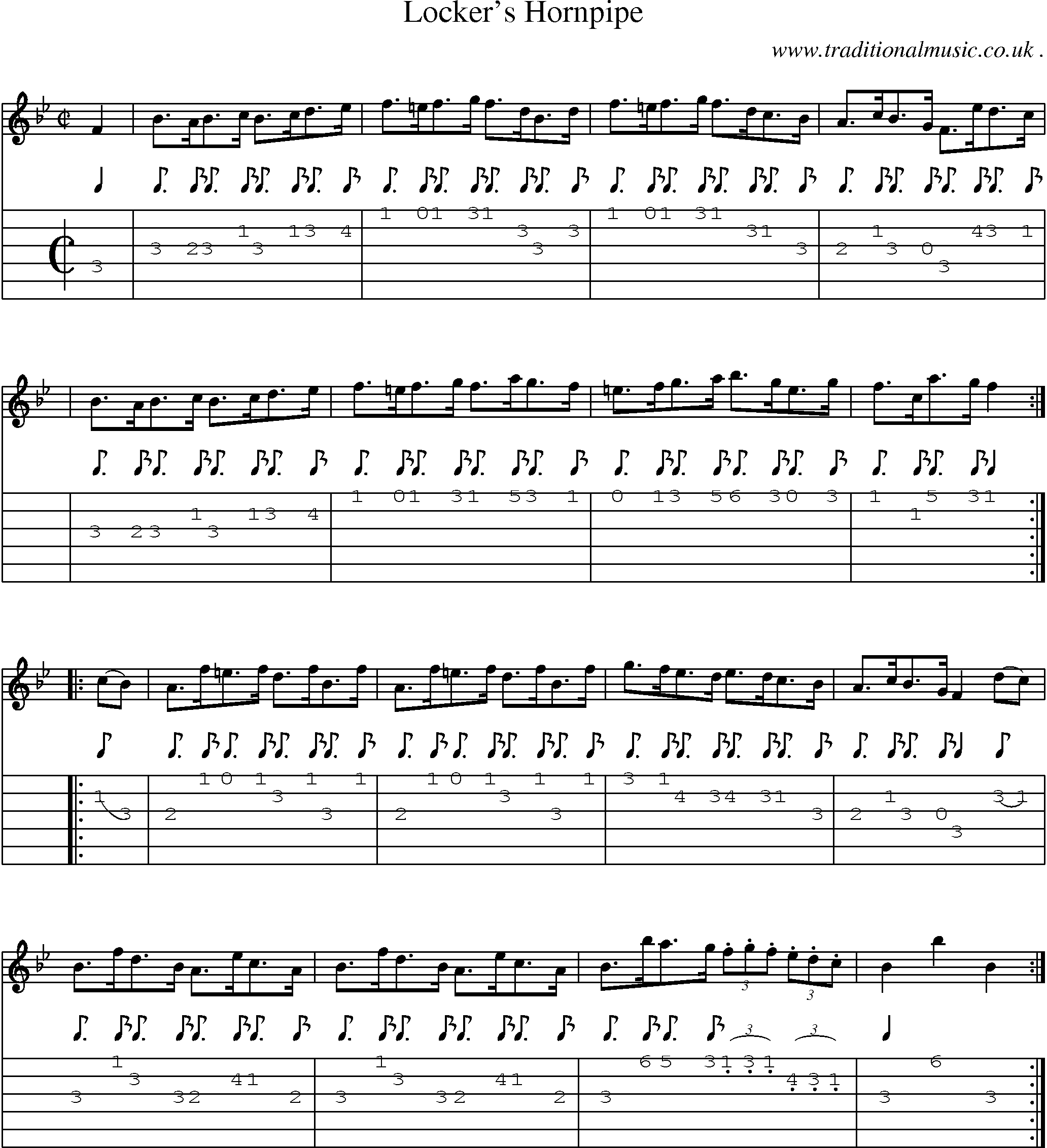 Sheet-Music and Guitar Tabs for Lockers Hornpipe