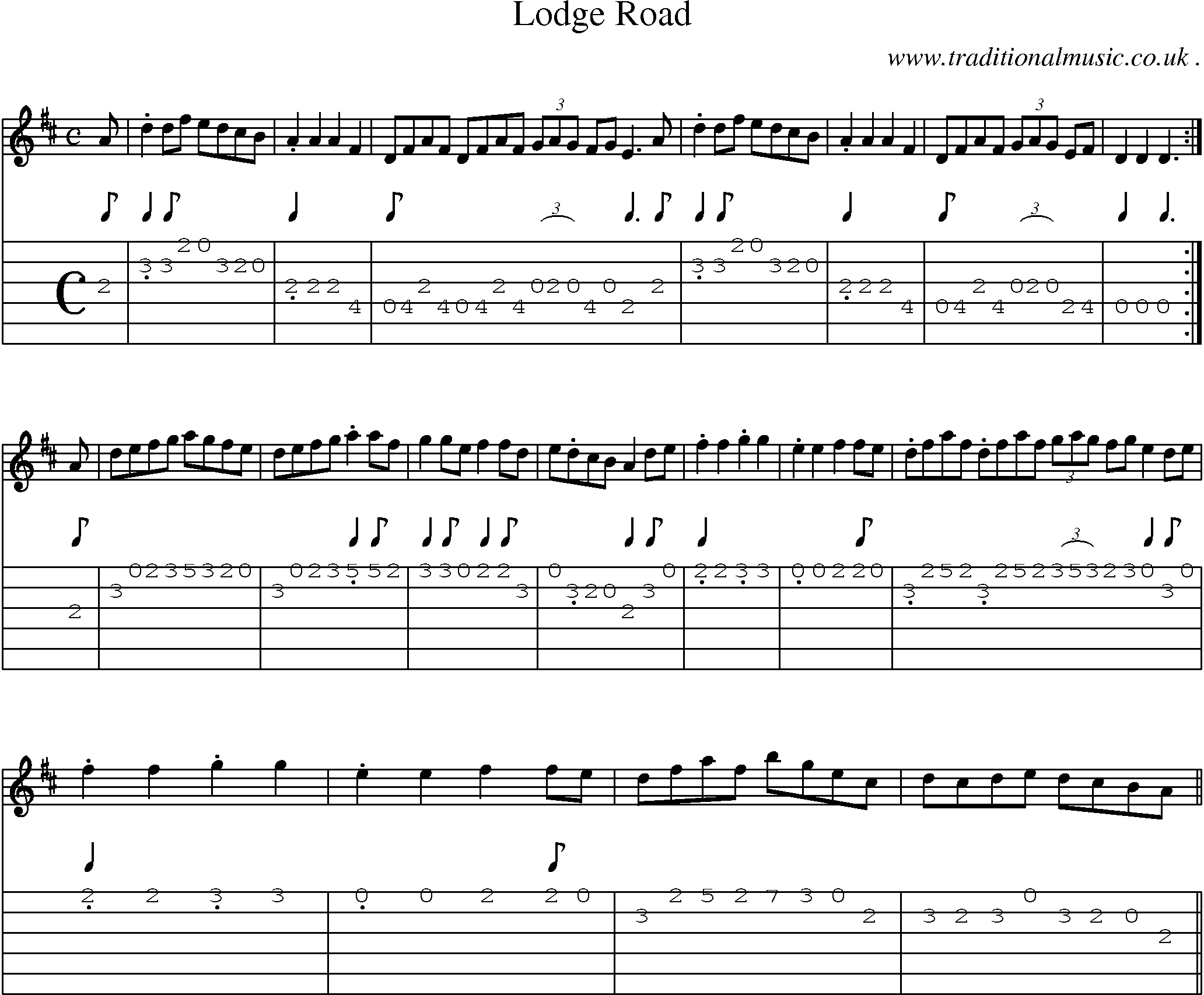 Sheet-Music and Guitar Tabs for Lodge Road