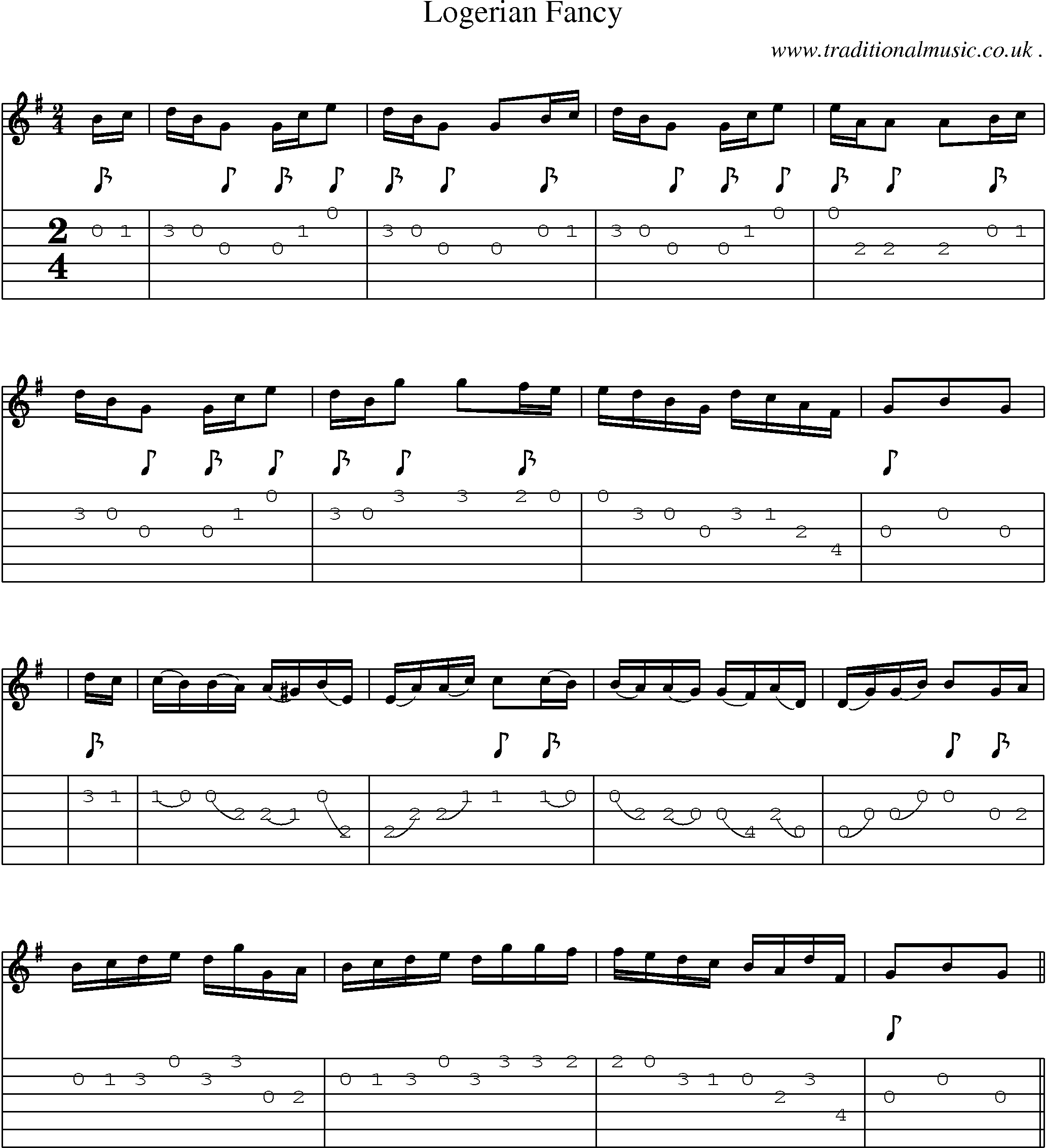 Sheet-Music and Guitar Tabs for Logerian Fancy