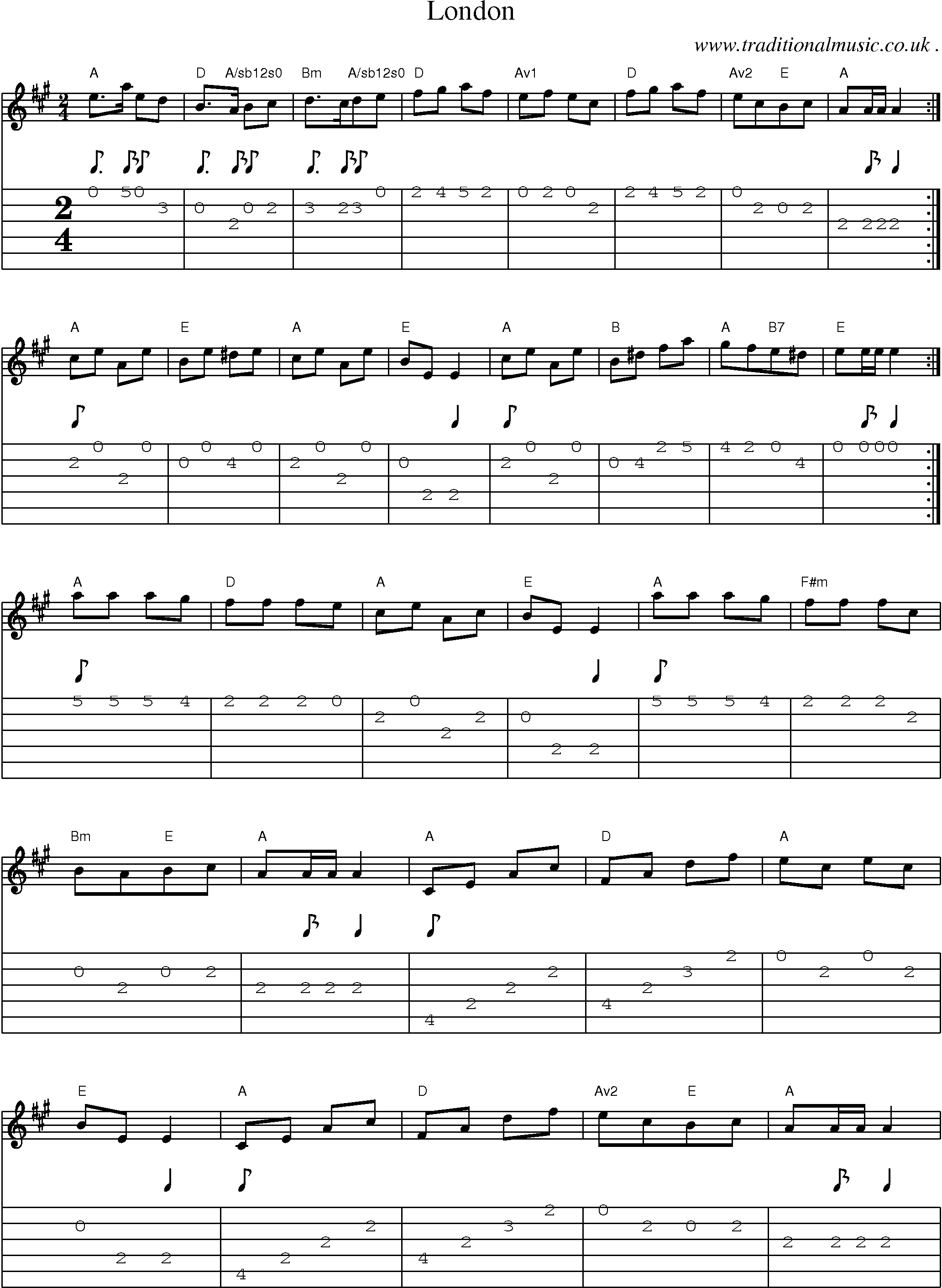 Sheet-Music and Guitar Tabs for London