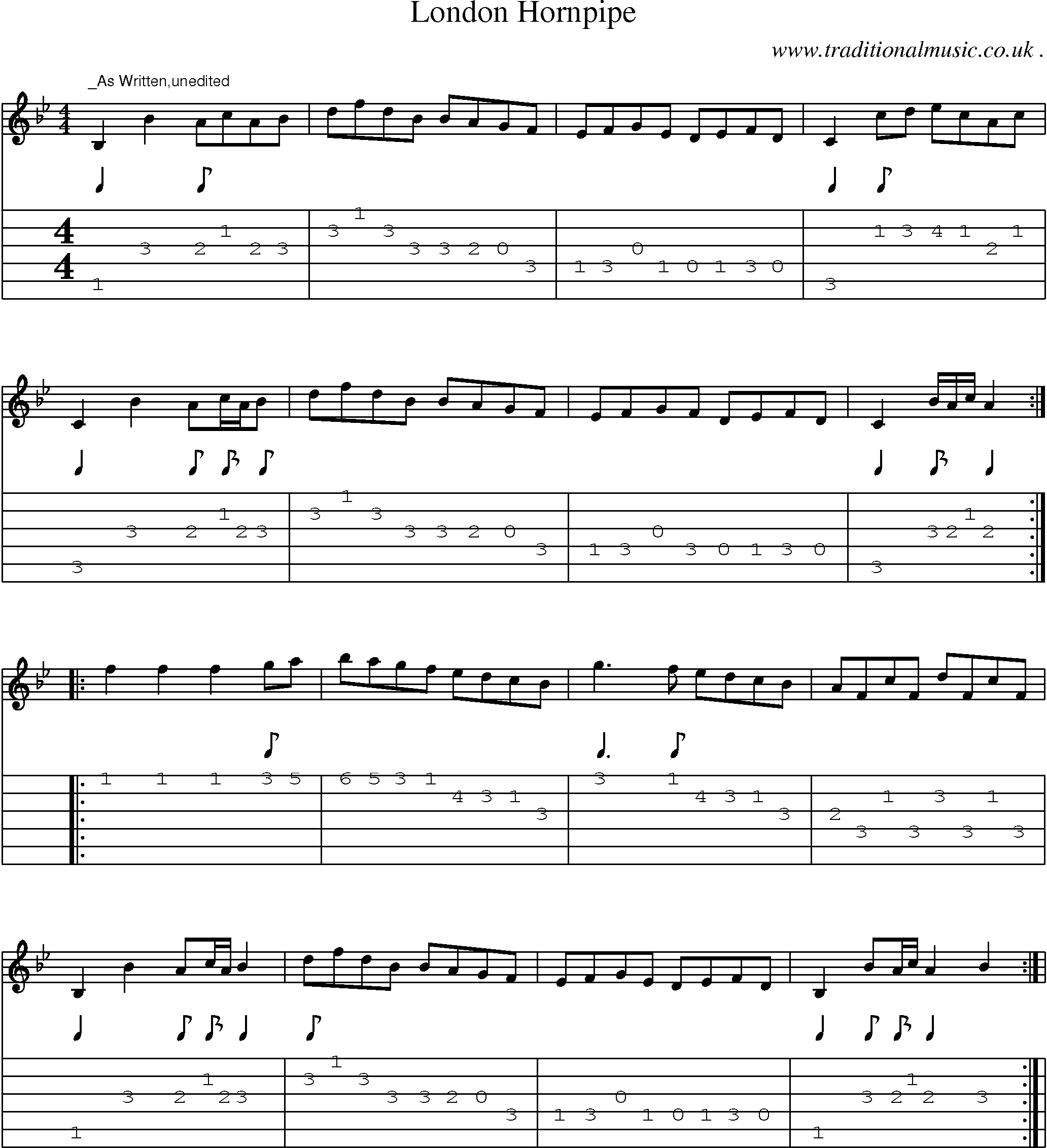 Sheet-Music and Guitar Tabs for London Hornpipe