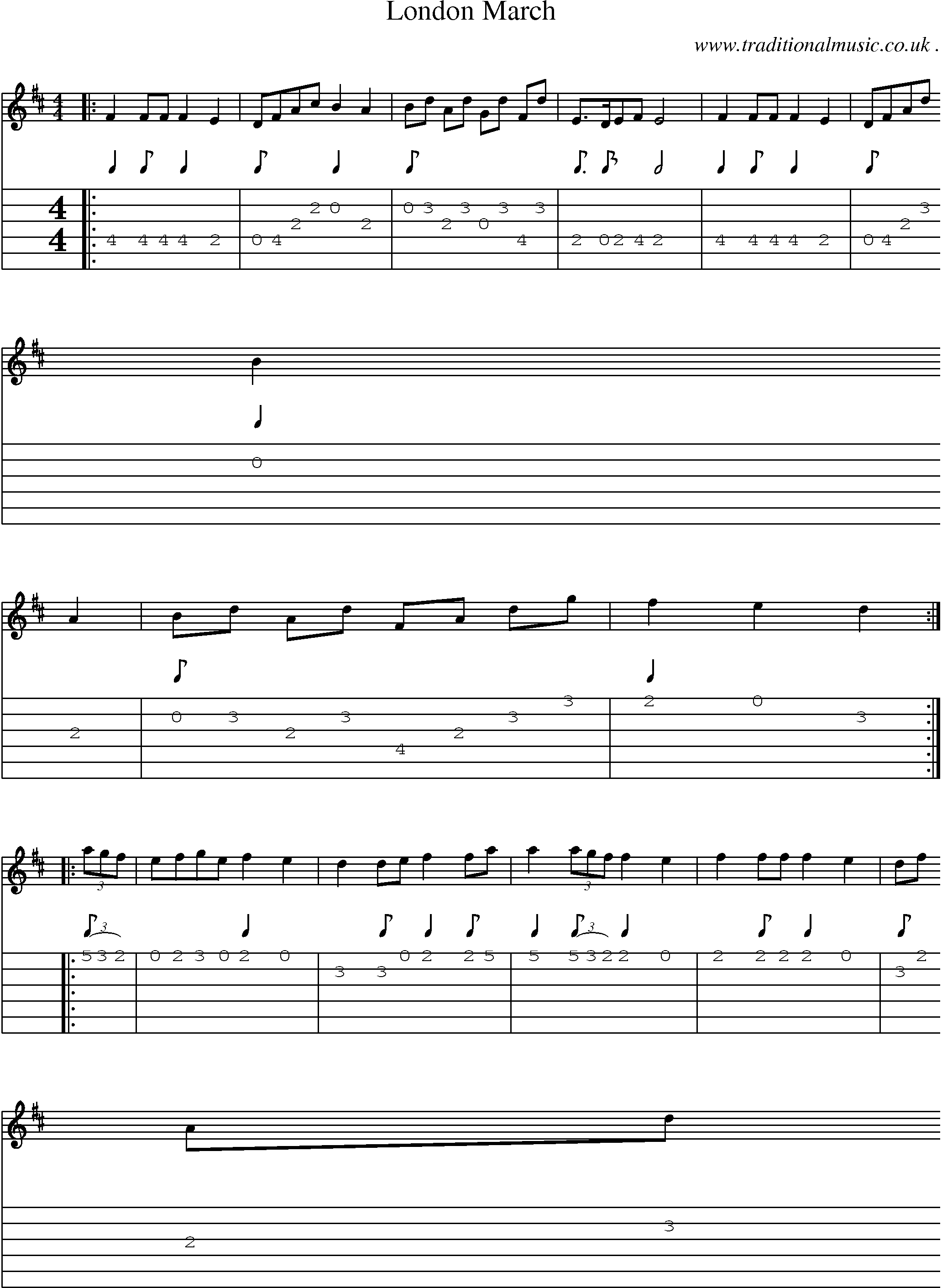 Sheet-Music and Guitar Tabs for London March