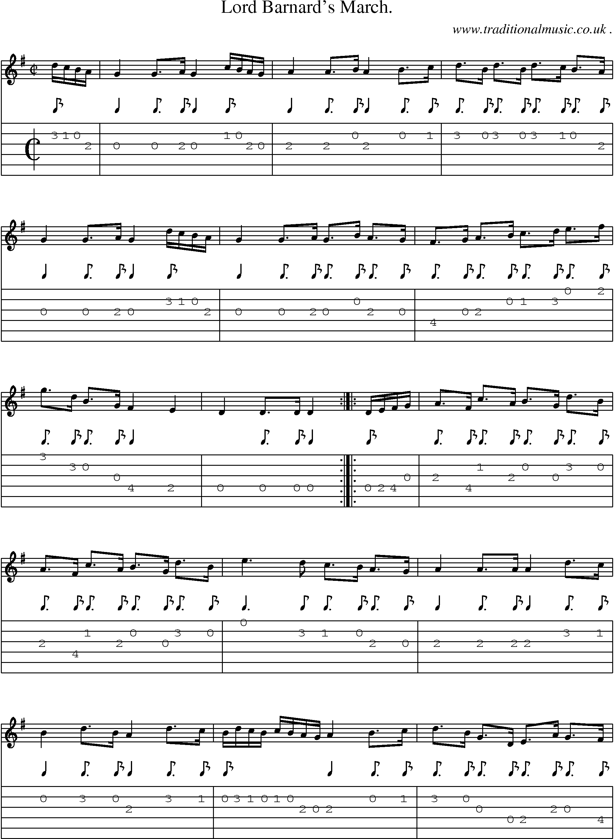 Sheet-Music and Guitar Tabs for Lord Barnards March