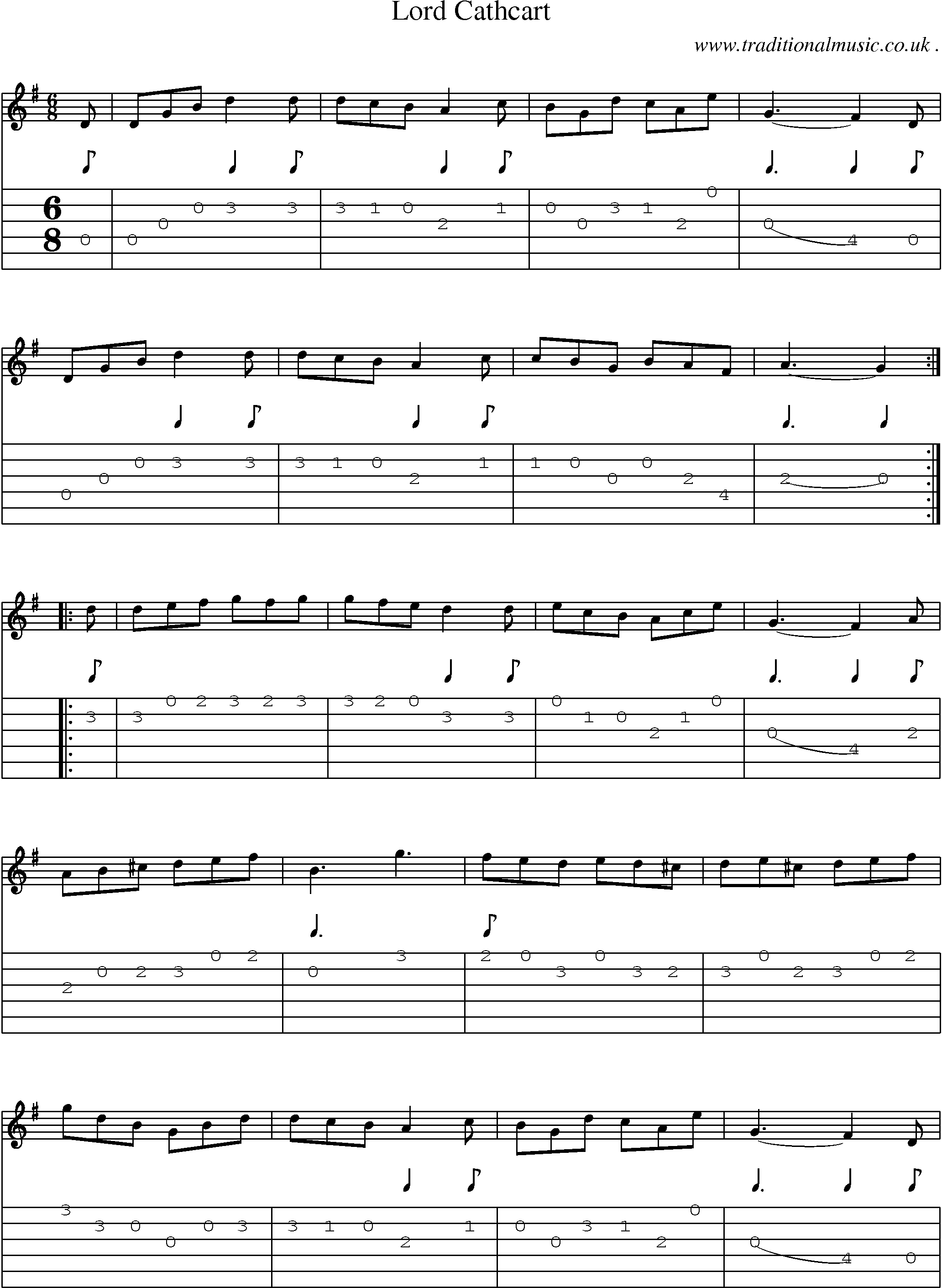 Sheet-Music and Guitar Tabs for Lord Cathcart