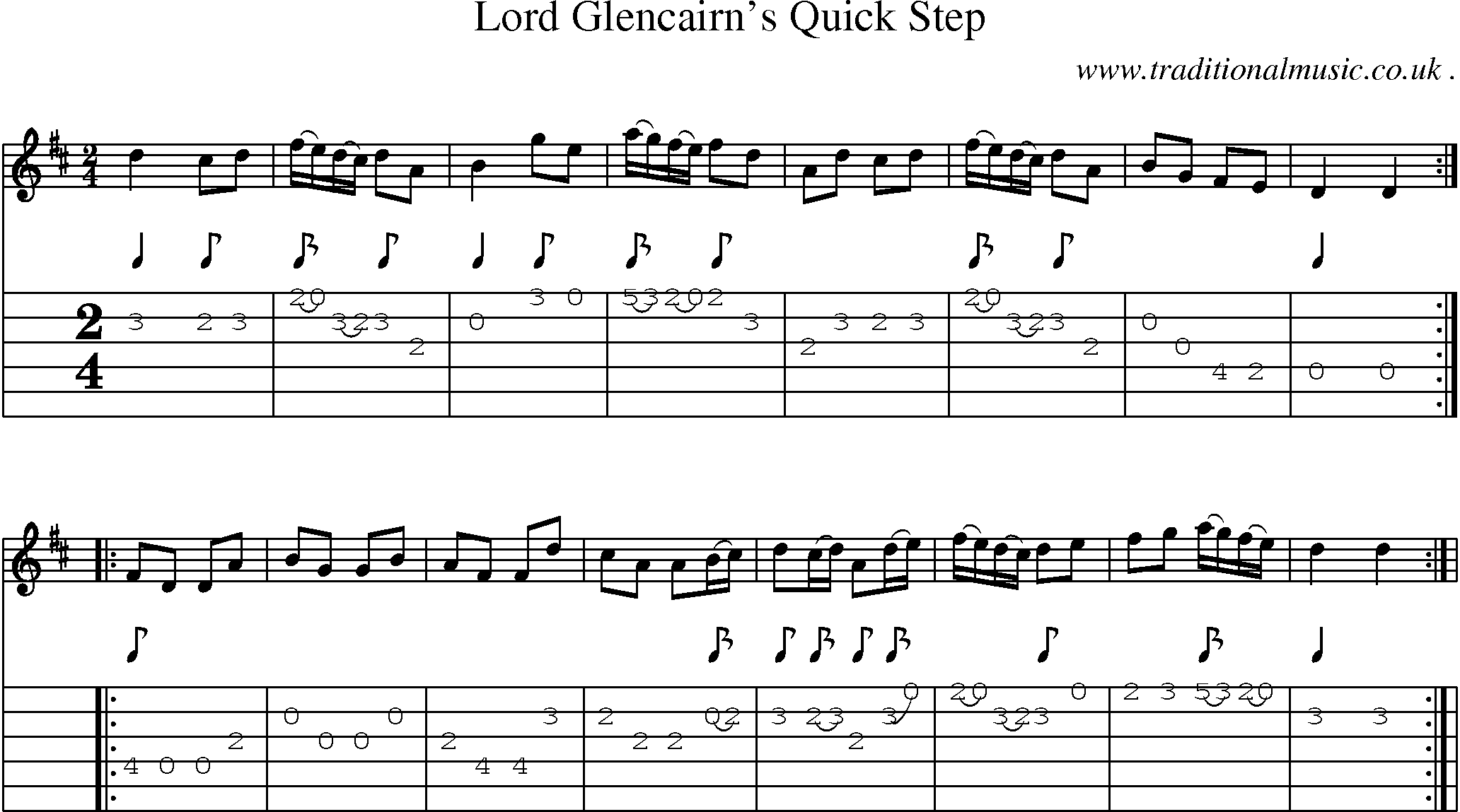 Sheet-Music and Guitar Tabs for Lord Glencairns Quick Step