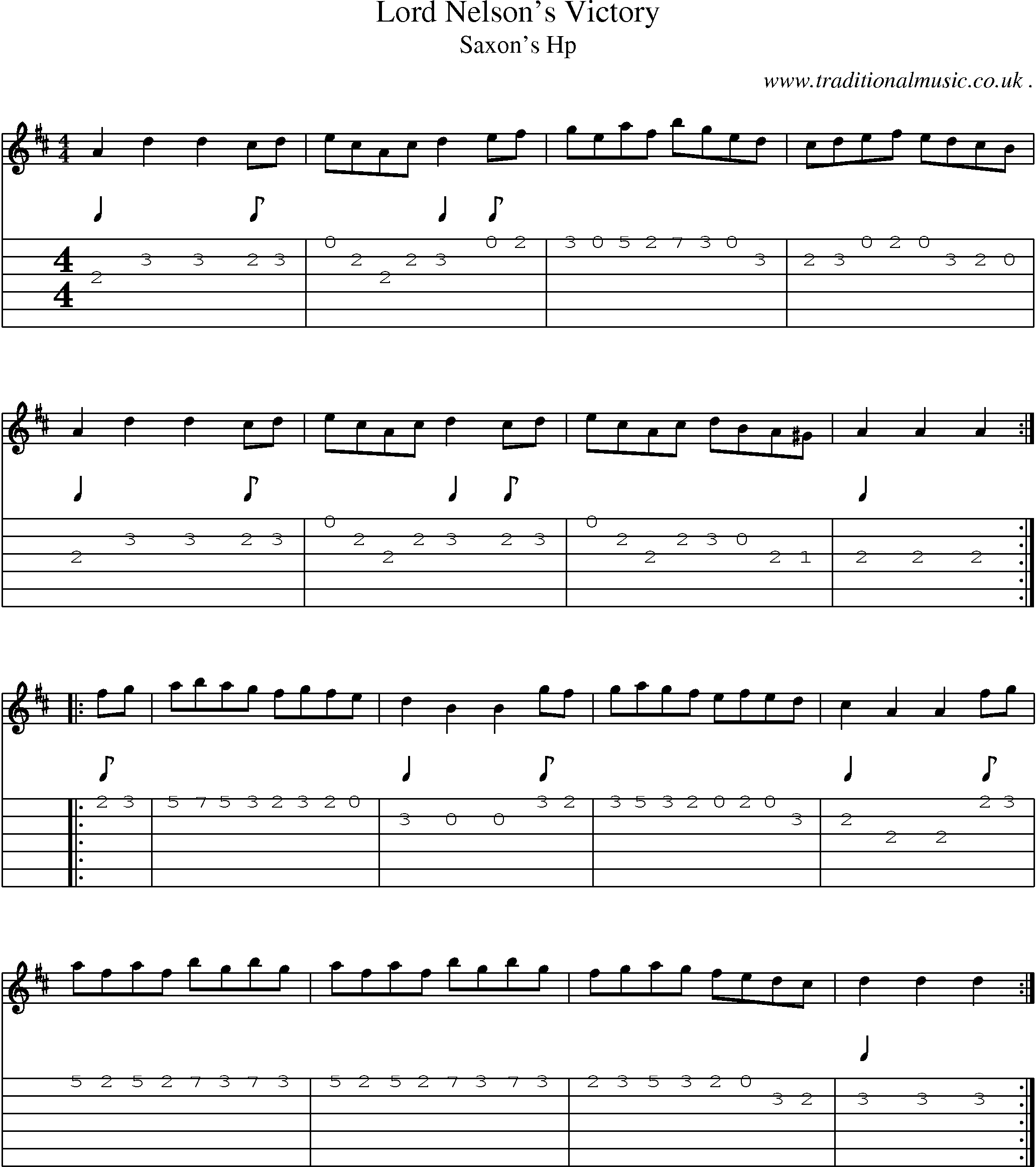 Sheet-Music and Guitar Tabs for Lord Nelsons Victory