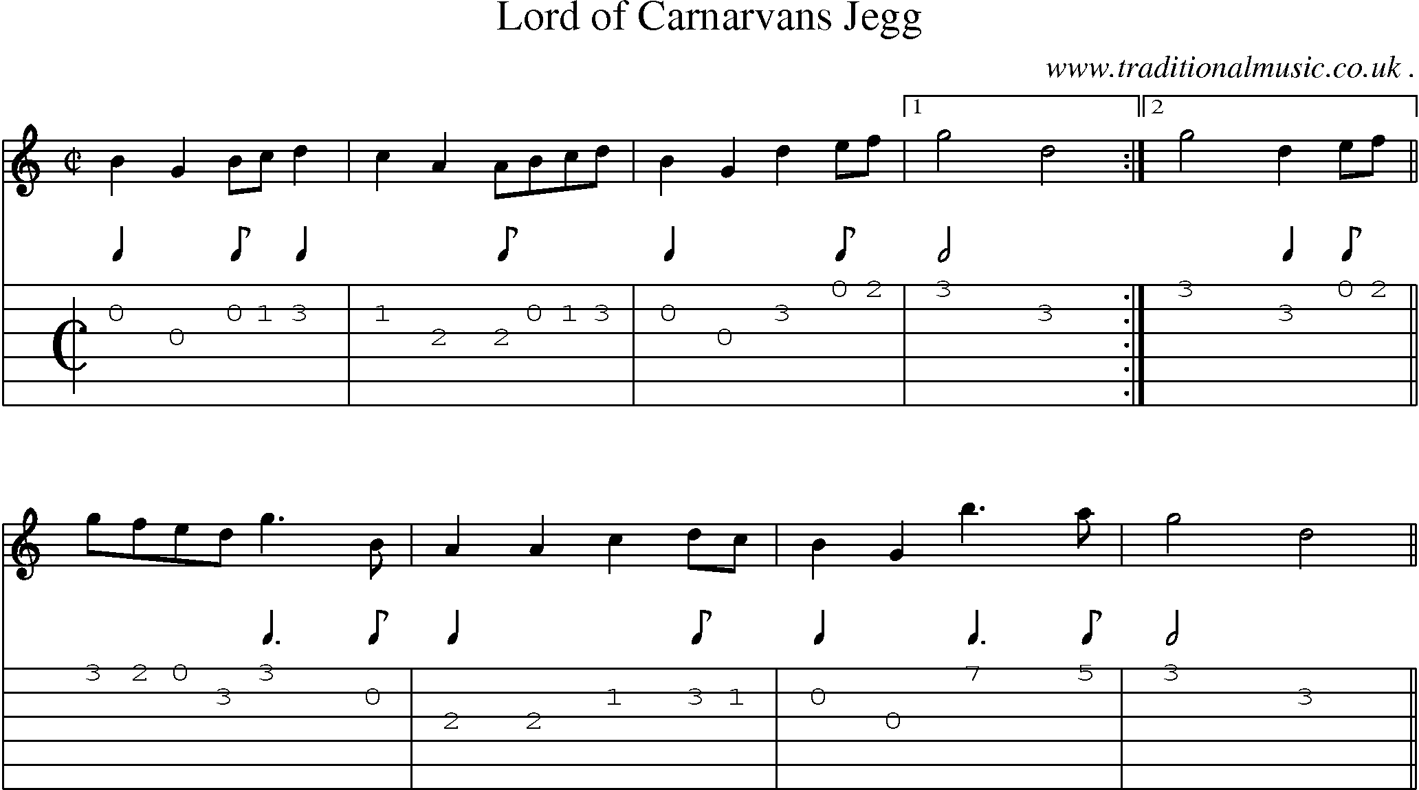 Sheet-Music and Guitar Tabs for Lord Of Carnarvans Jegg