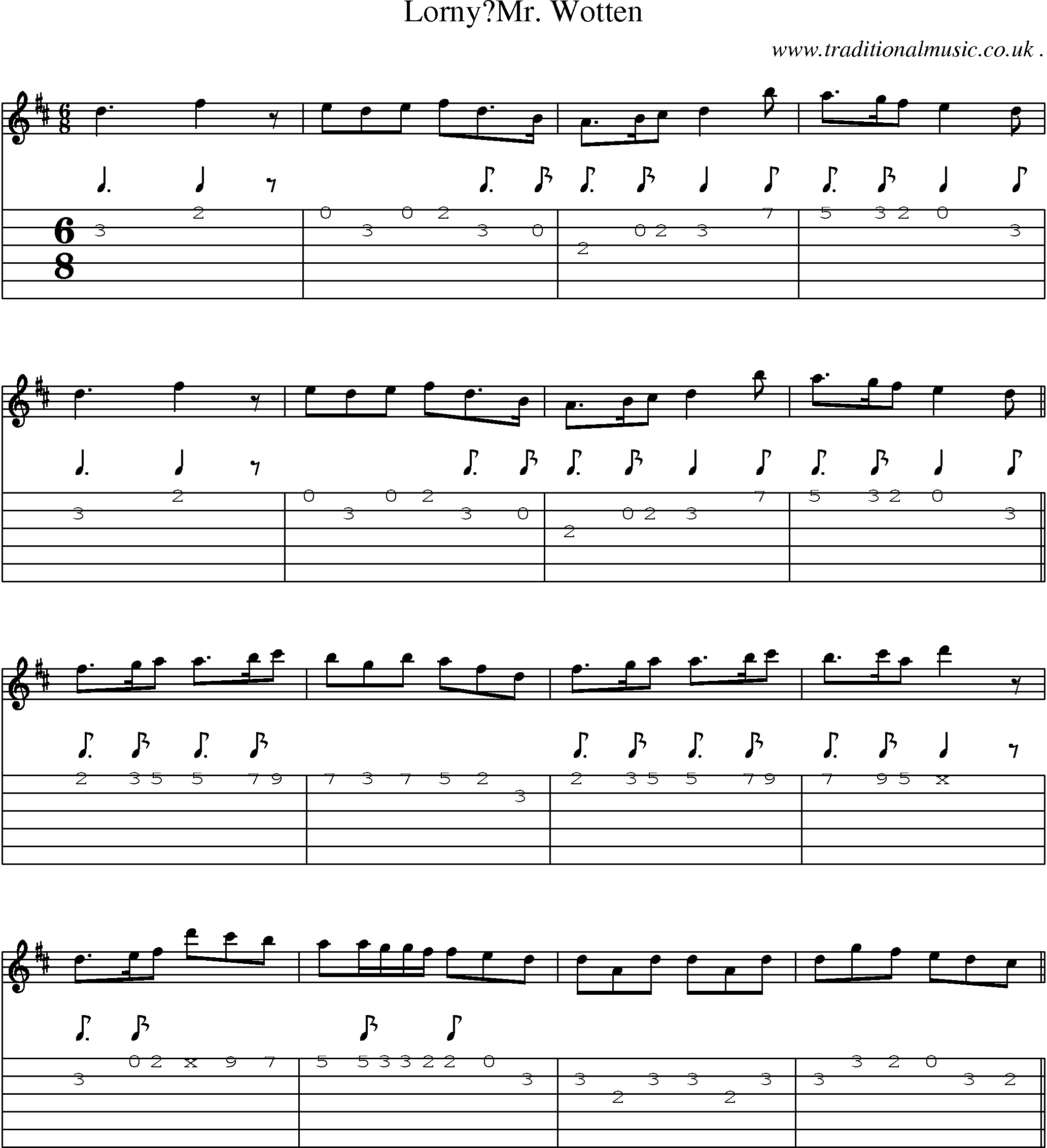 Sheet-Music and Guitar Tabs for Lornymr Wotten