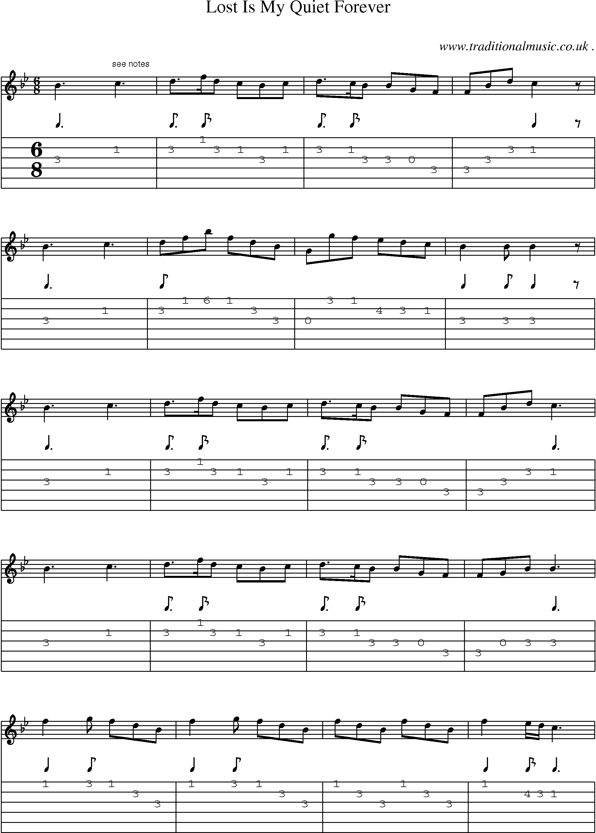 Sheet-Music and Guitar Tabs for Lost Is My Quiet Forever