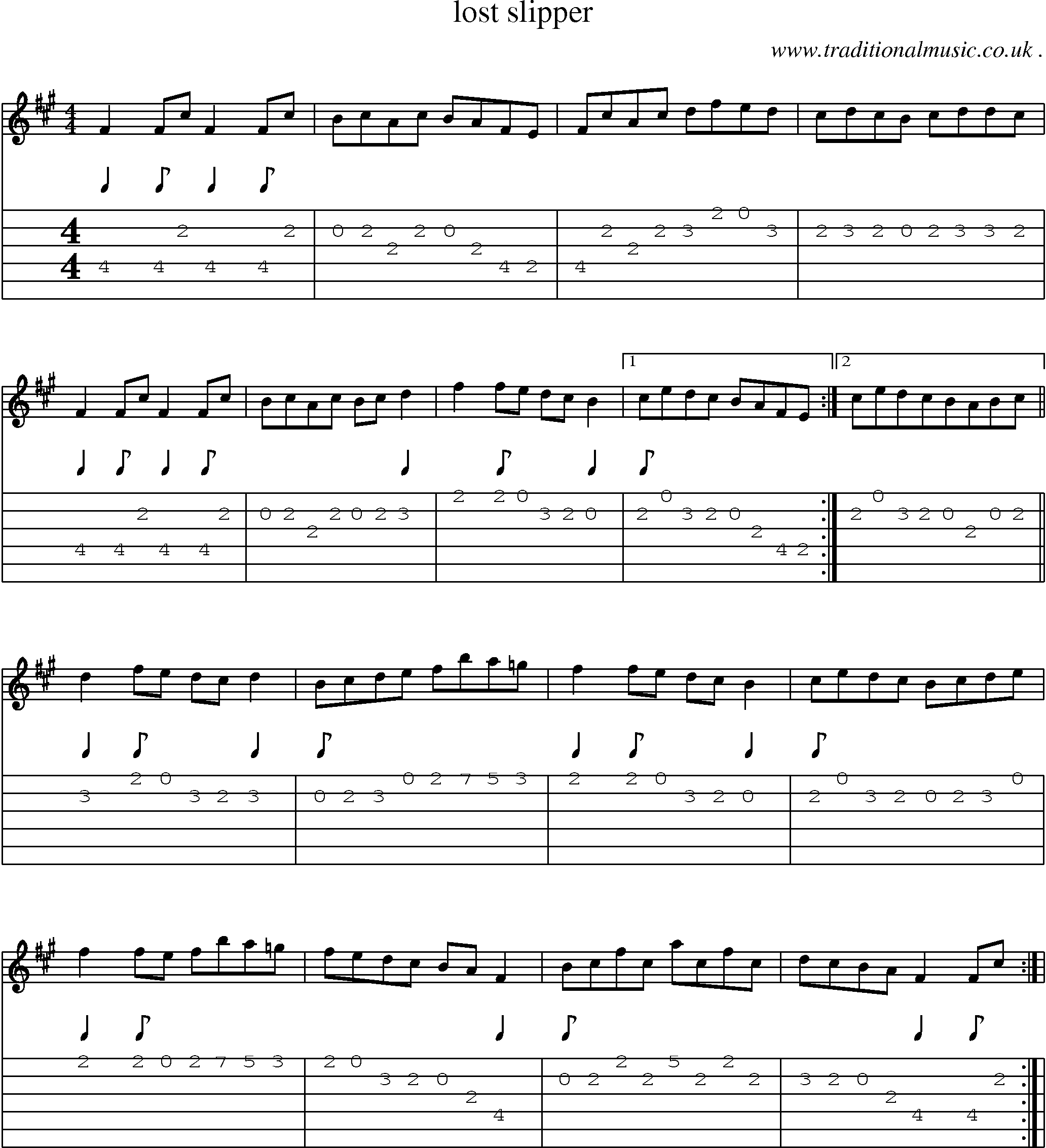 Sheet-Music and Guitar Tabs for Lost Slipper