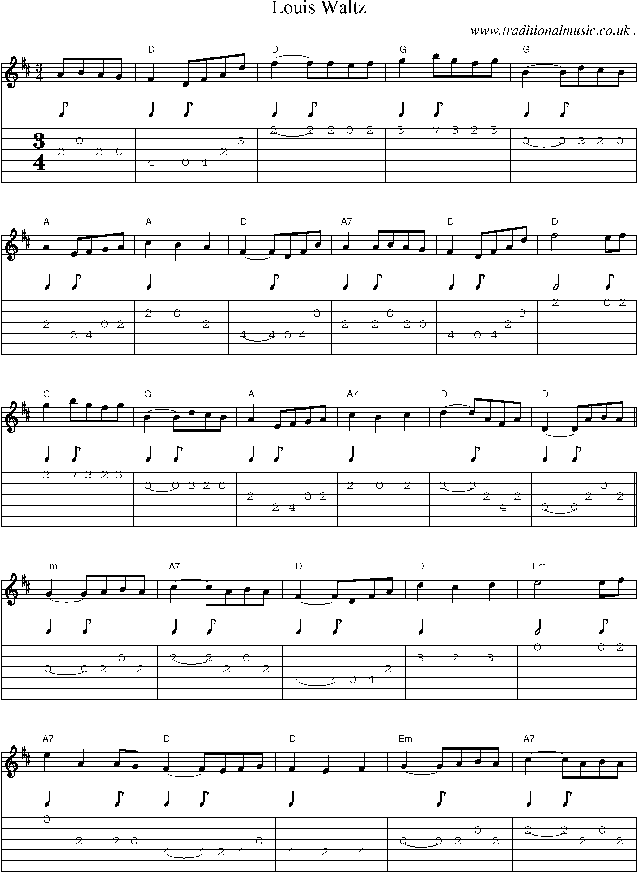 Sheet-Music and Guitar Tabs for Louis Waltz