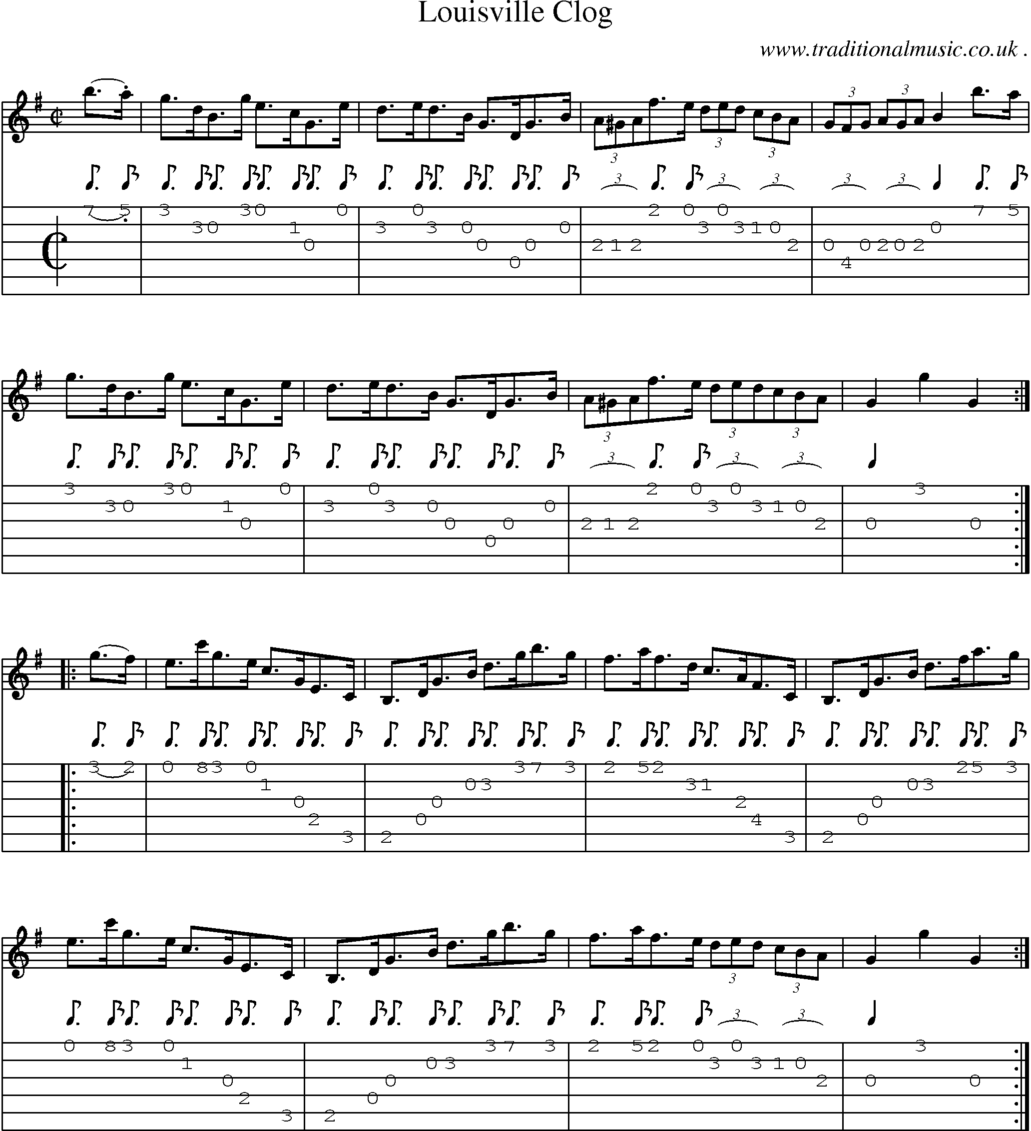 Sheet-Music and Guitar Tabs for Louisville Clog