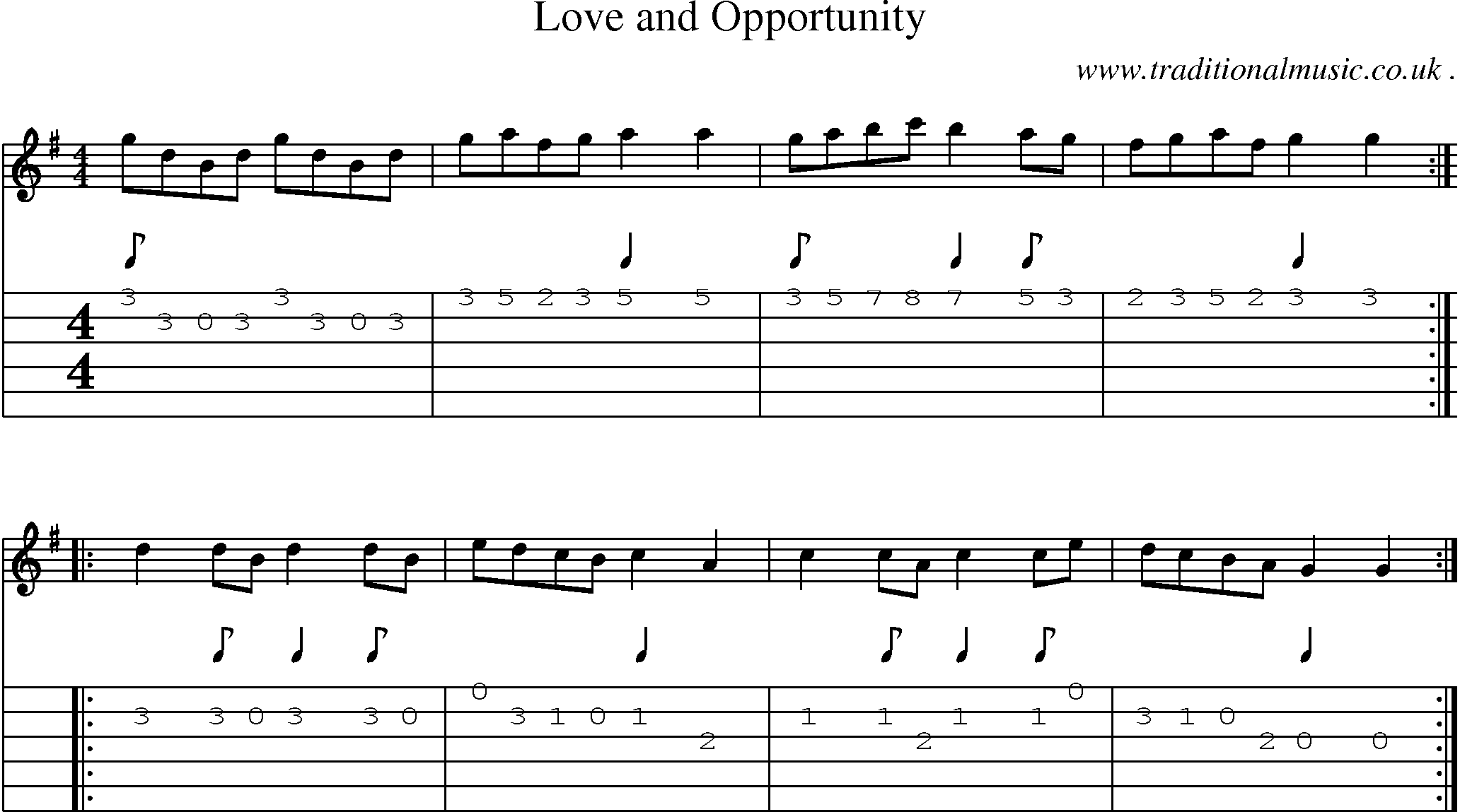 Sheet-Music and Guitar Tabs for Love And Opportunity