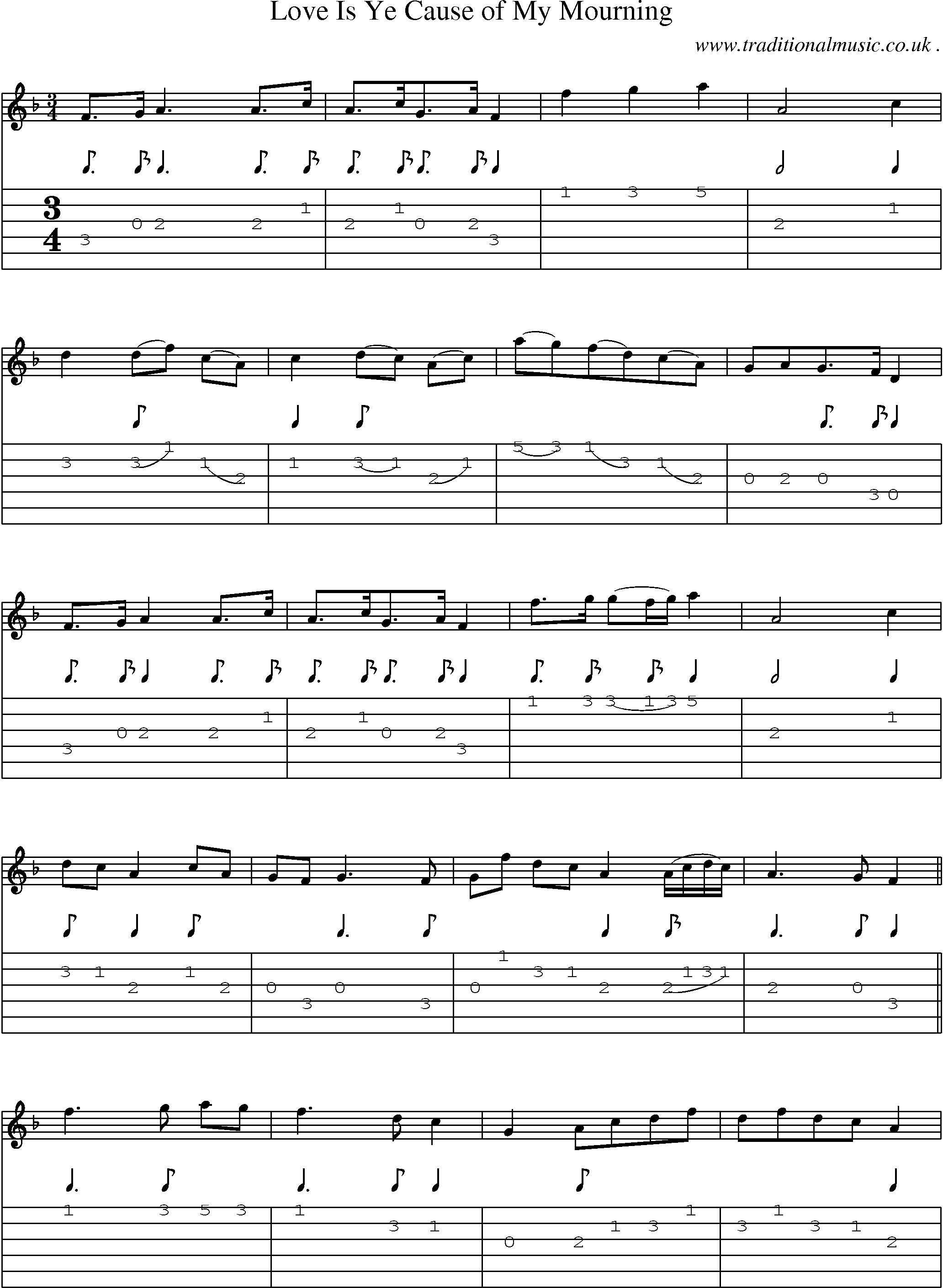 Sheet-Music and Guitar Tabs for Love Is Ye Cause Of My Mourning