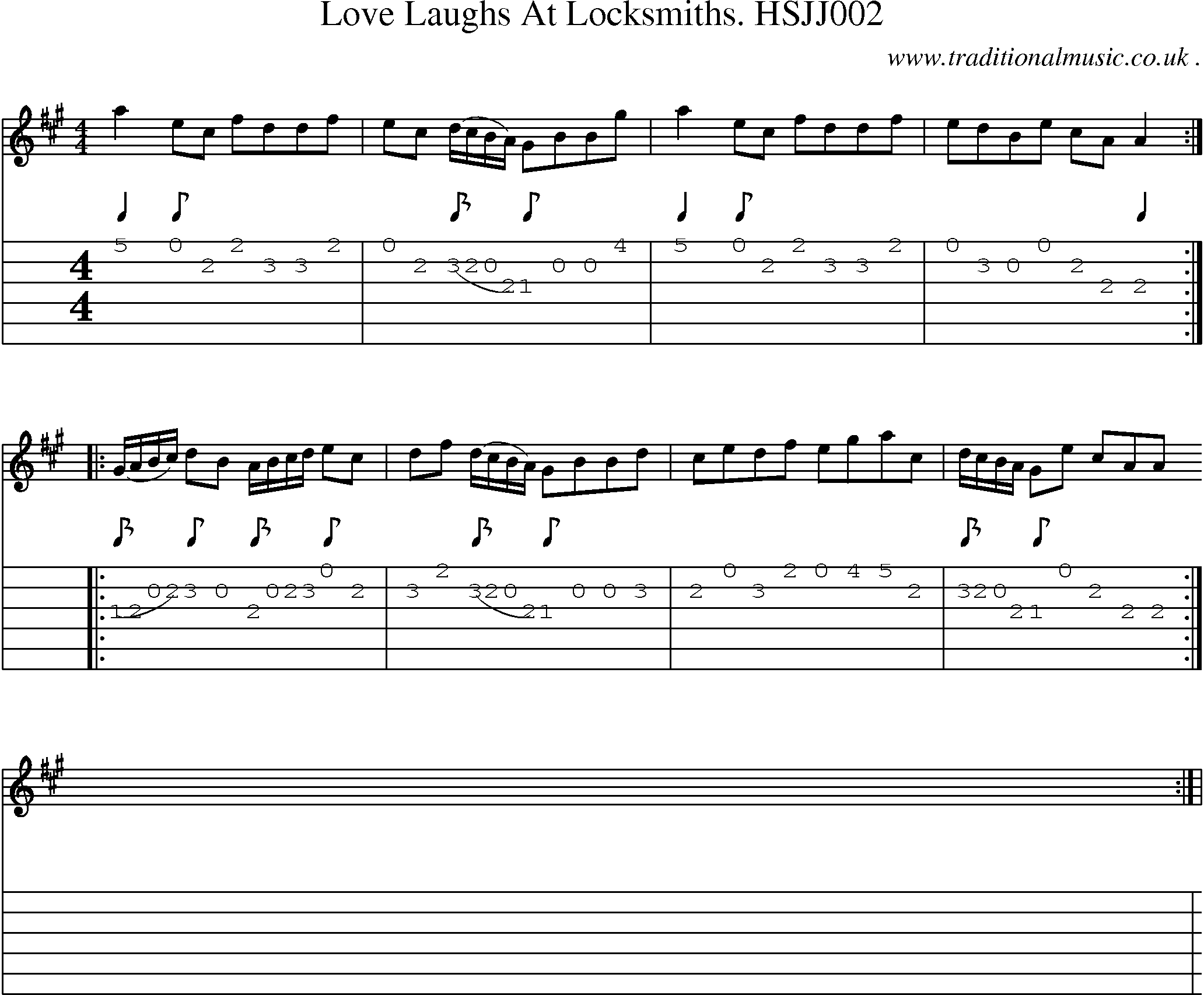 Sheet-Music and Guitar Tabs for Love Laughs At Locksmiths Hsjj002