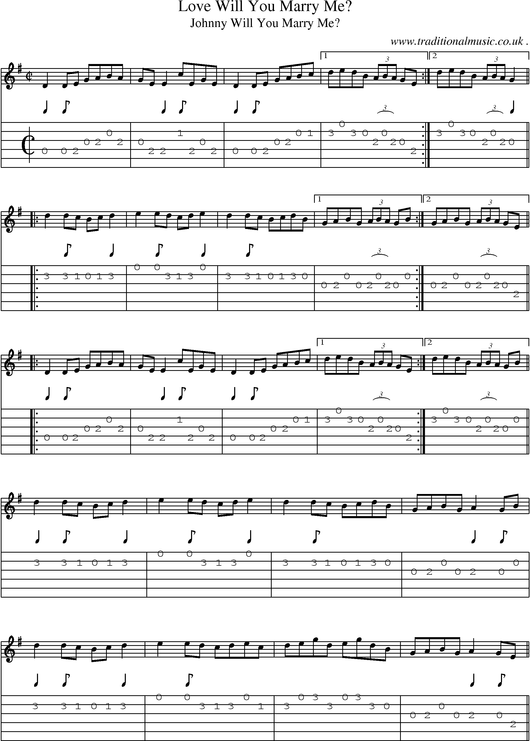 Sheet-Music and Guitar Tabs for Love Will You Marry Me