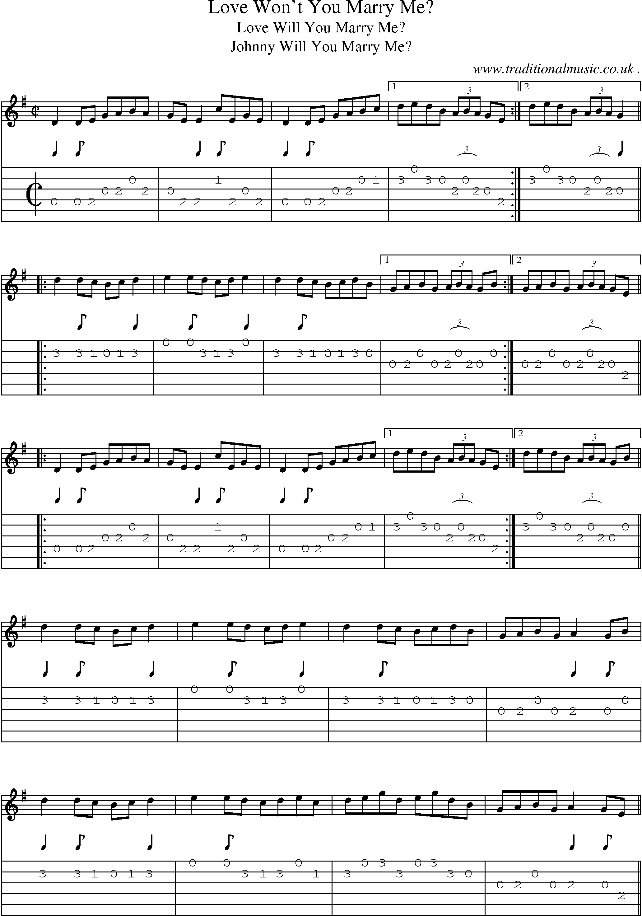 Sheet-Music and Guitar Tabs for Love Wont You Marry Me