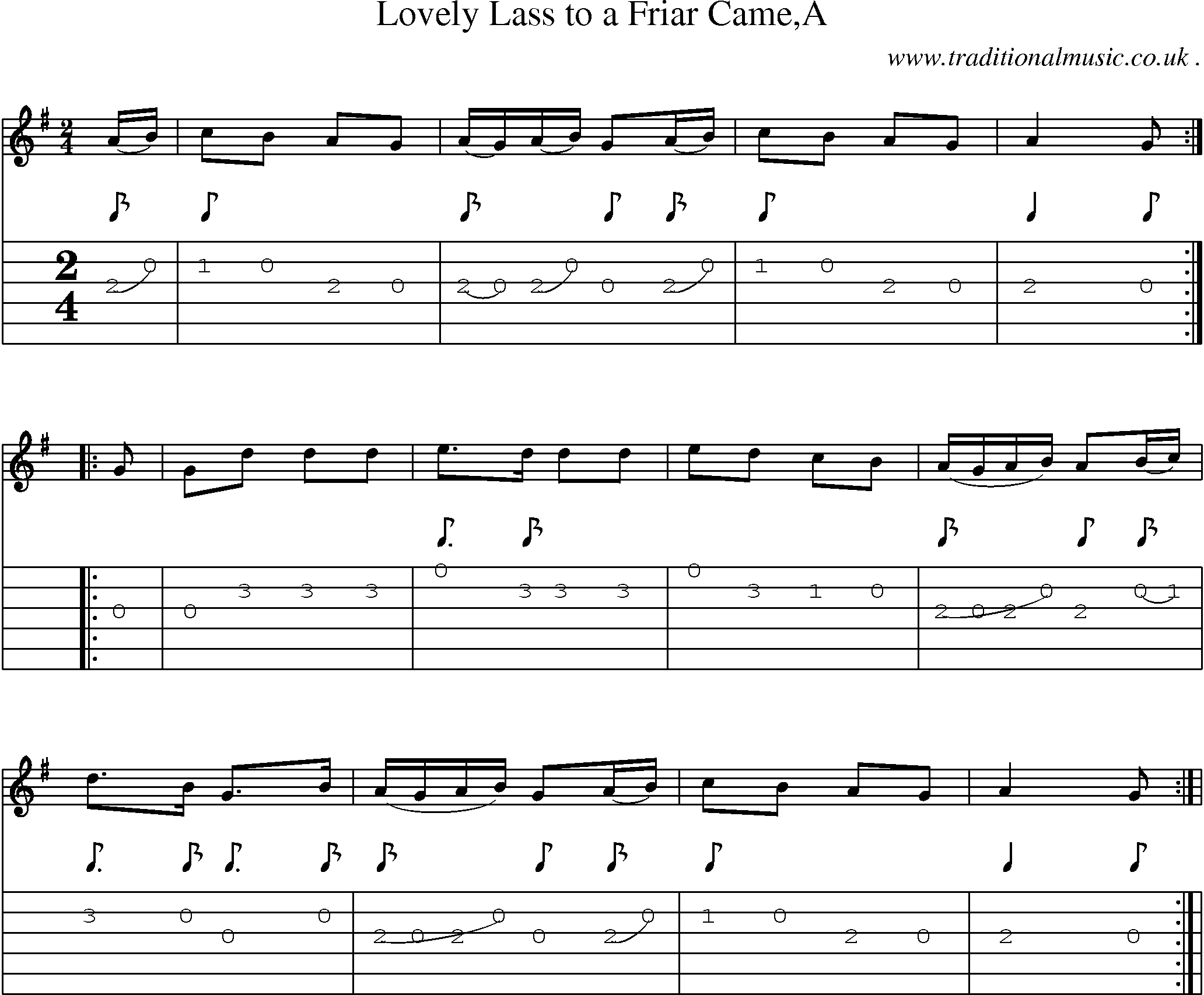 Sheet-Music and Guitar Tabs for Lovely Lass To A Friar Camea