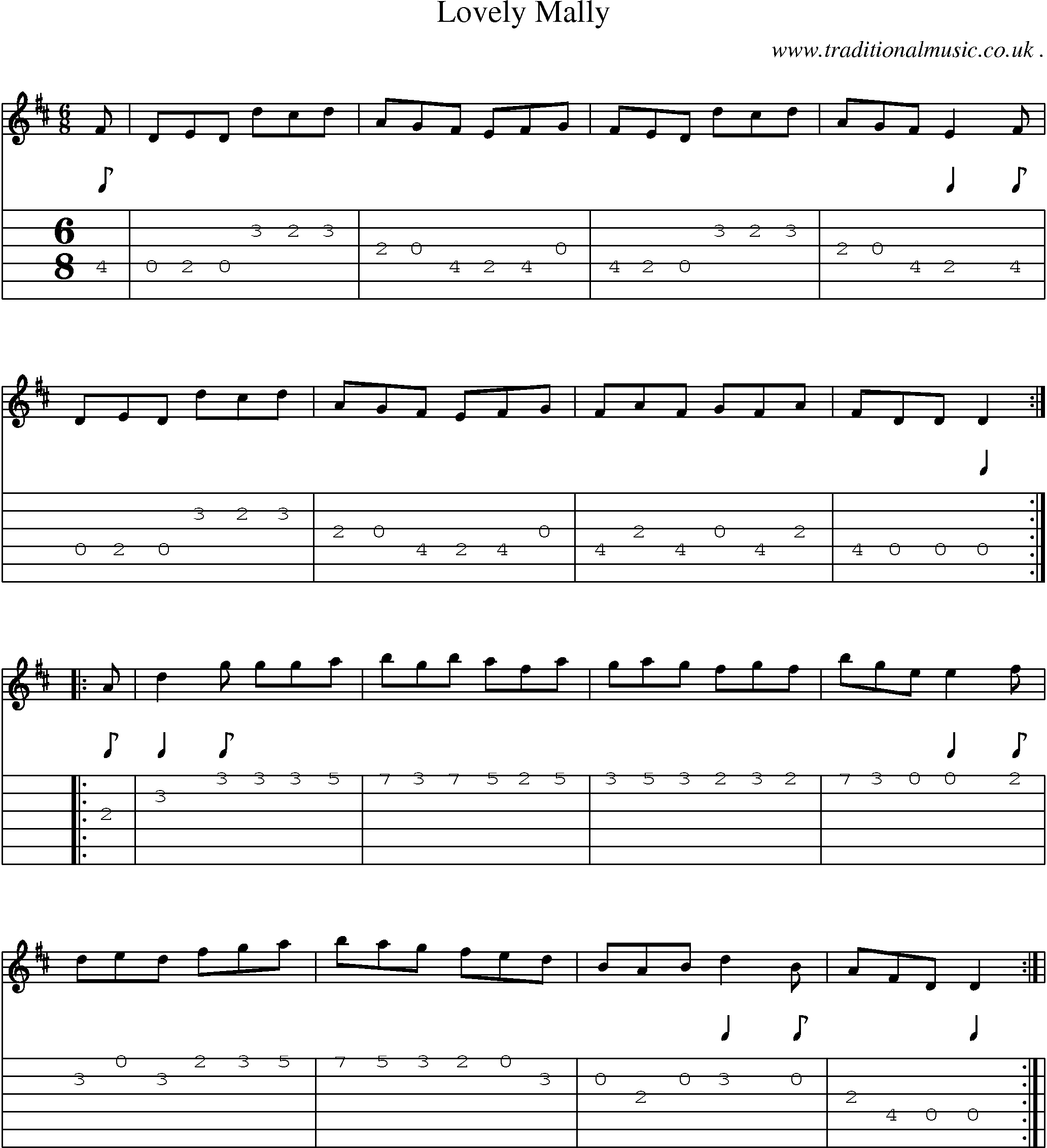 Sheet-Music and Guitar Tabs for Lovely Mally
