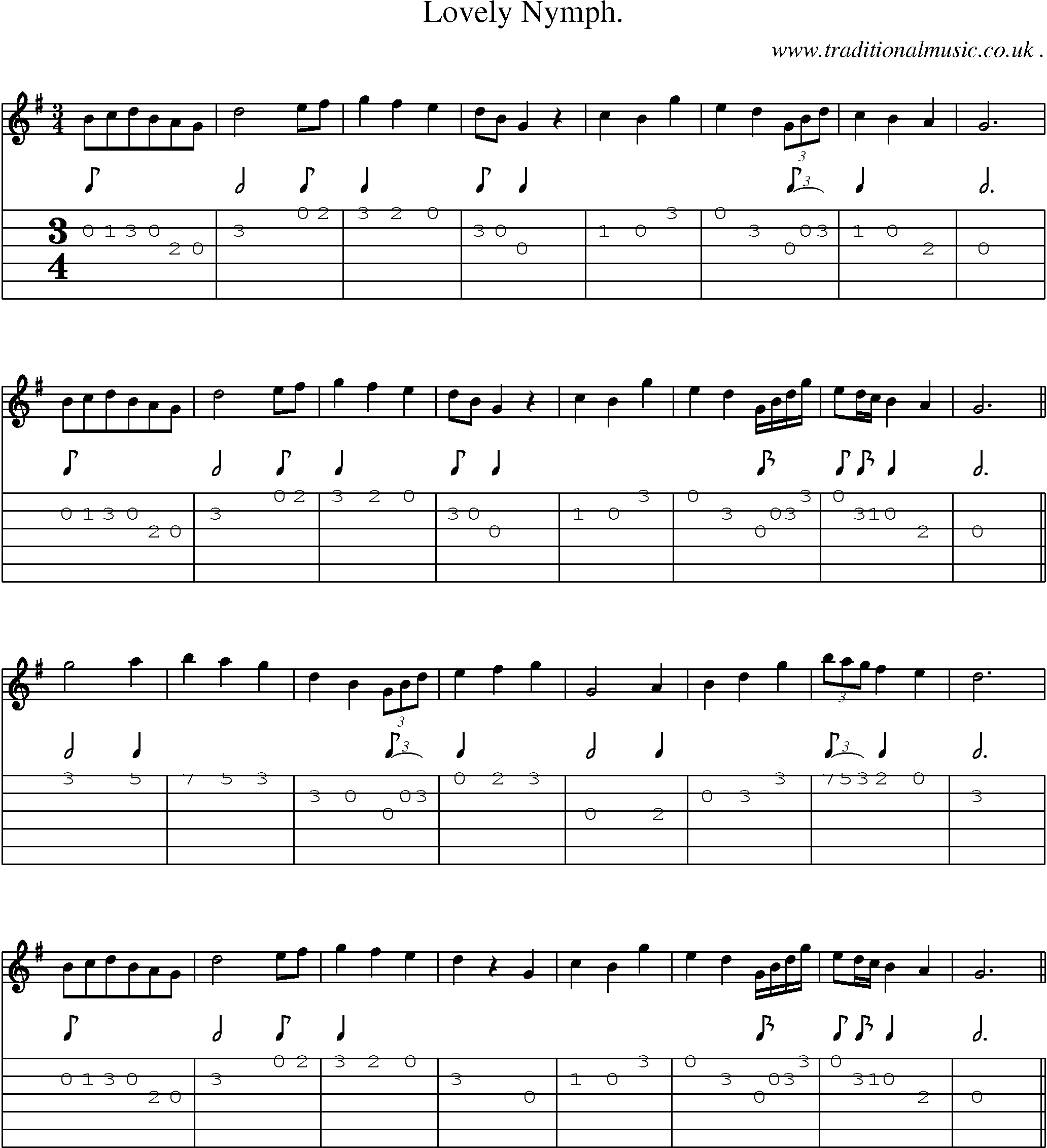 Sheet-Music and Guitar Tabs for Lovely Nymph