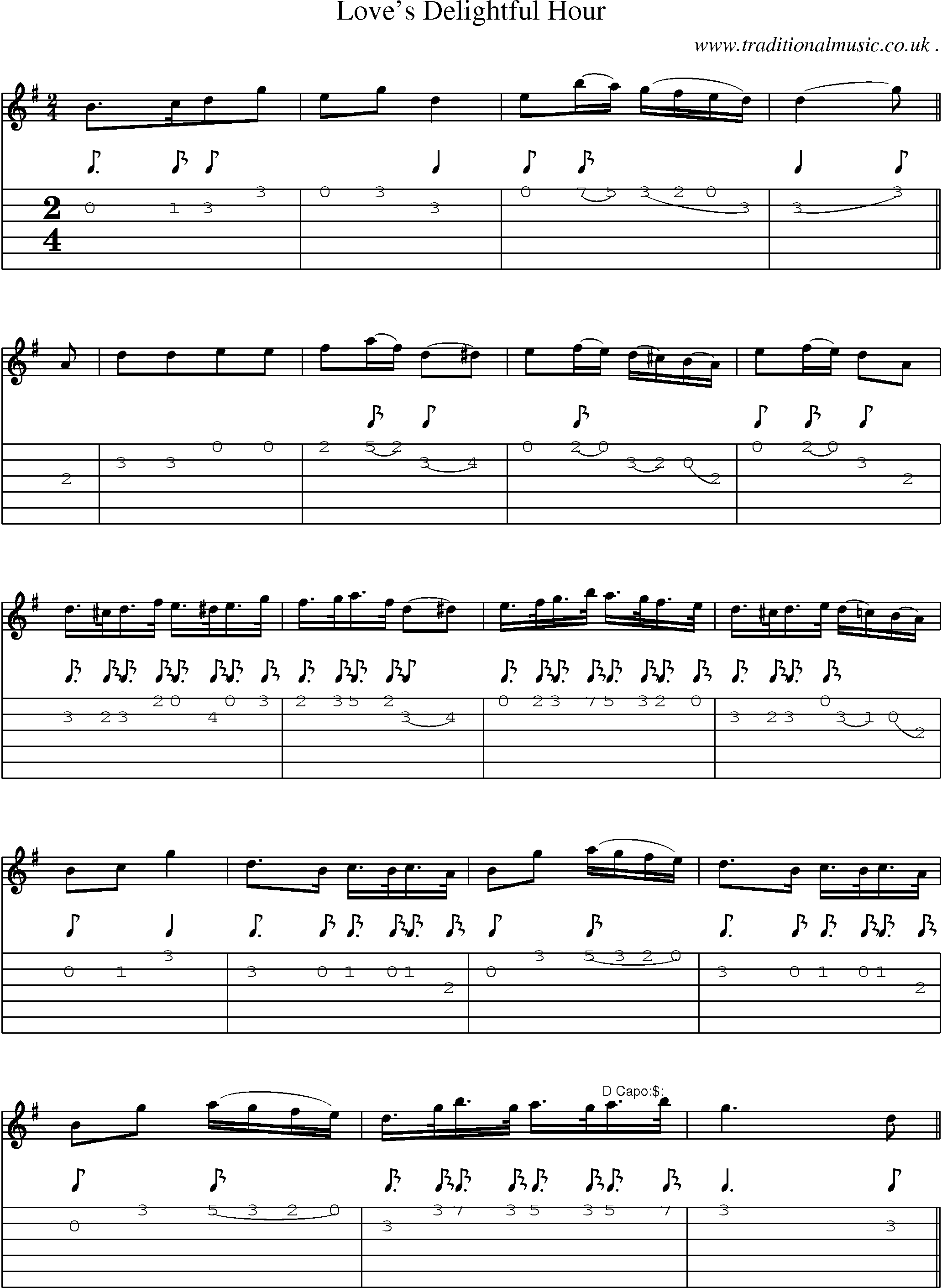 Sheet-Music and Guitar Tabs for Loves Delightful Hour