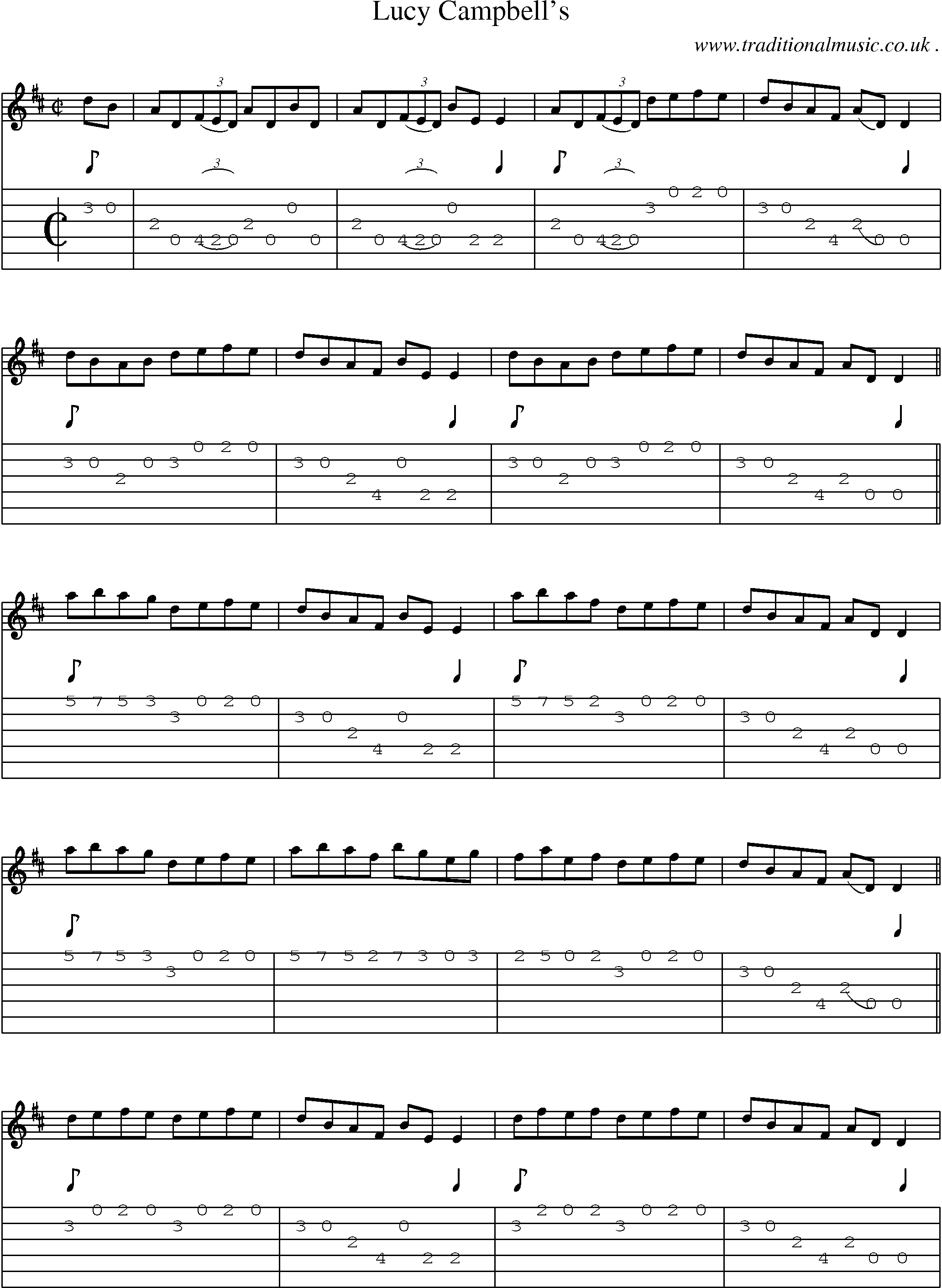 Sheet-Music and Guitar Tabs for Lucy Campbells