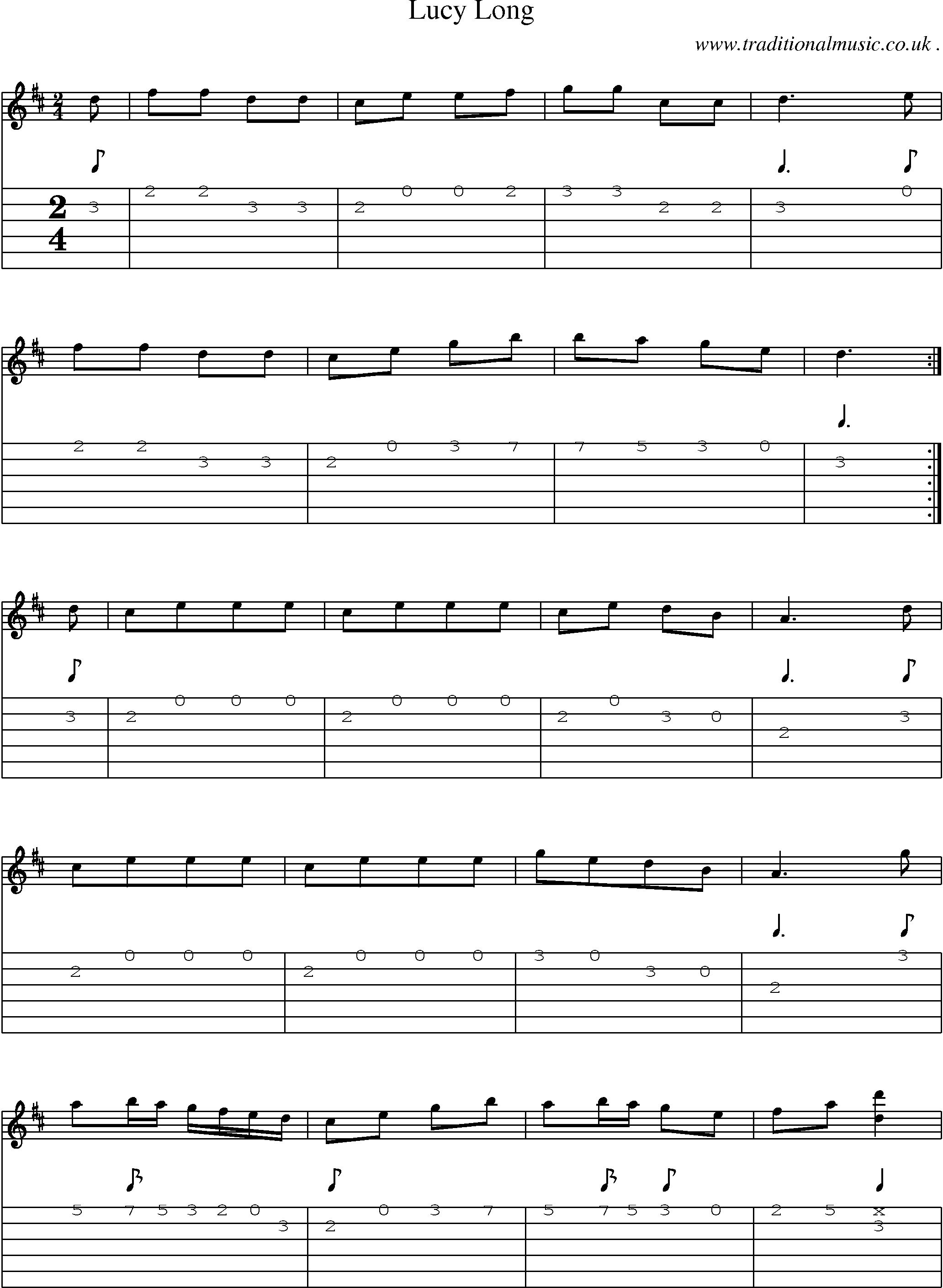 Sheet-Music and Guitar Tabs for Lucy Long