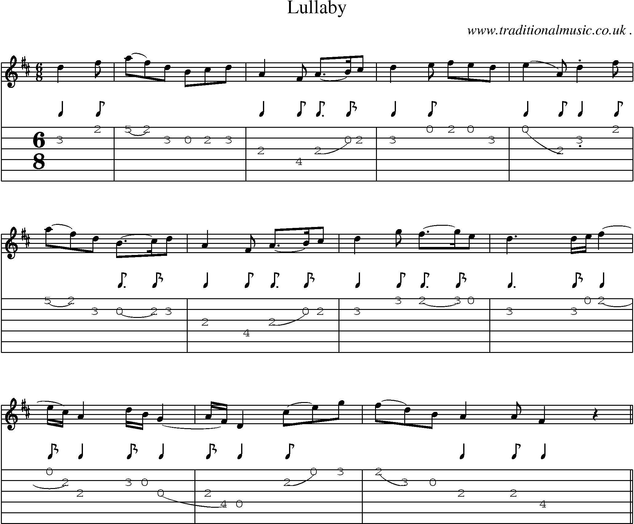 Sheet-Music and Guitar Tabs for Lullaby