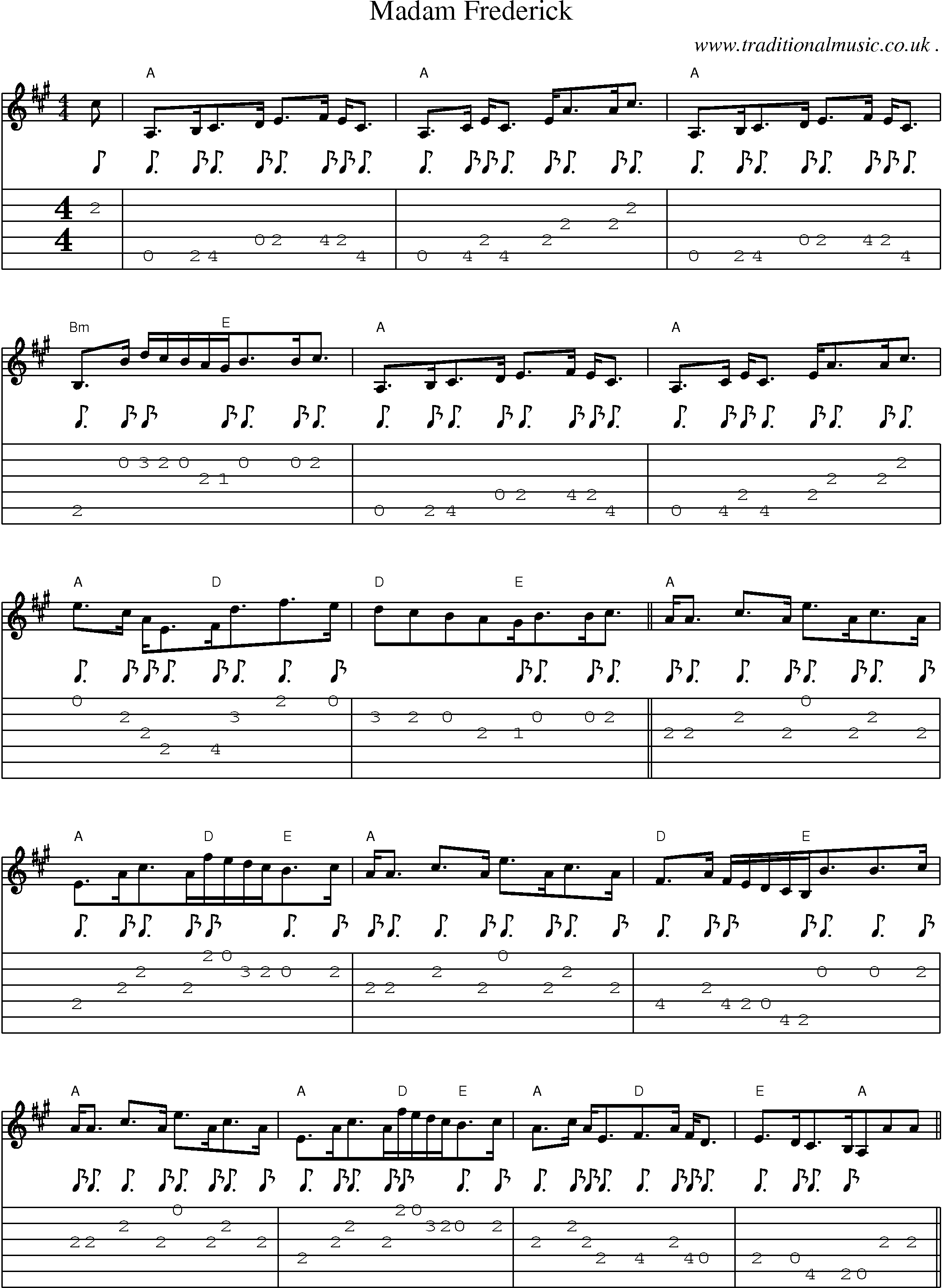 Sheet-Music and Guitar Tabs for Madam Frederick