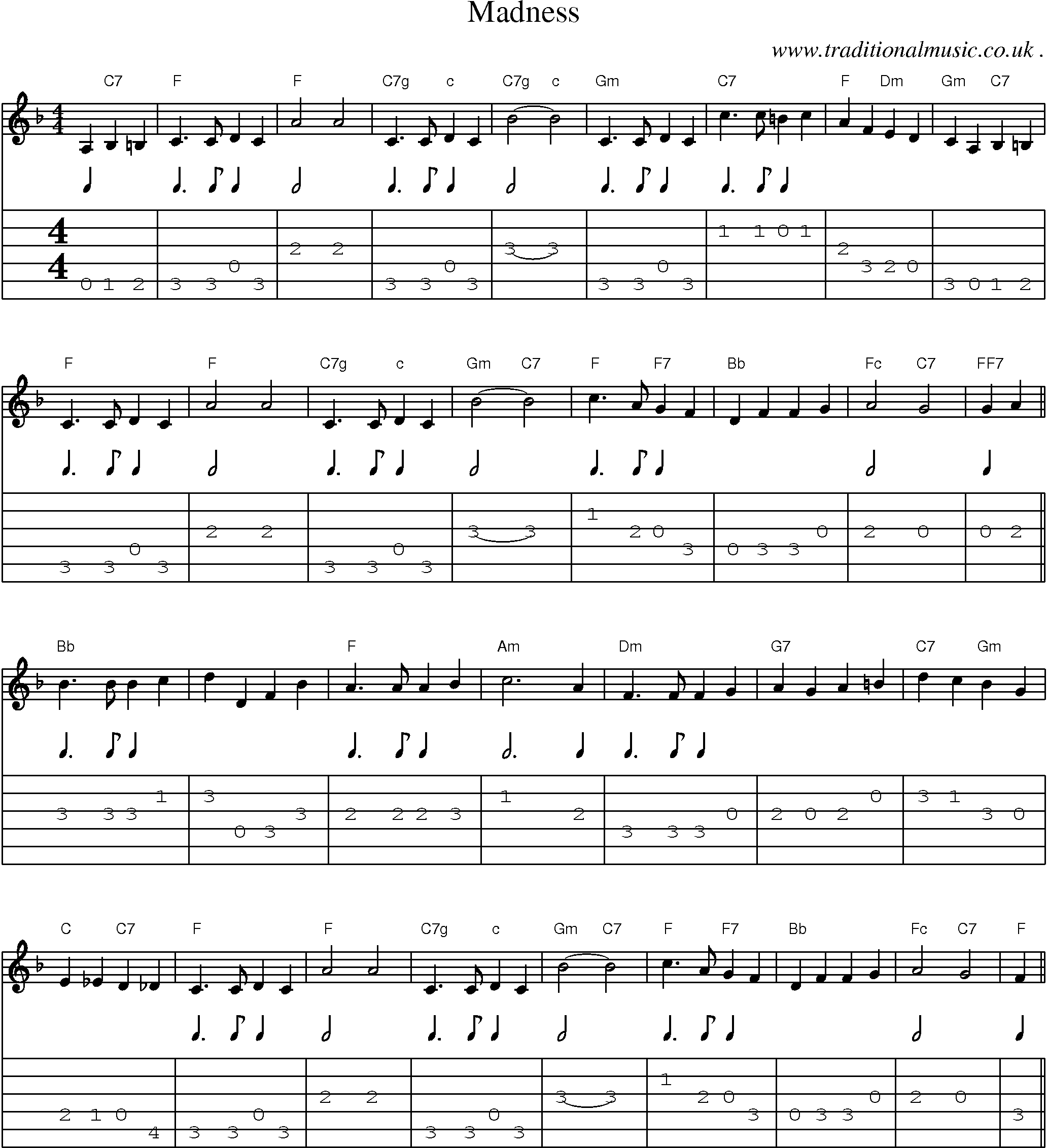 Sheet-Music and Guitar Tabs for Madness