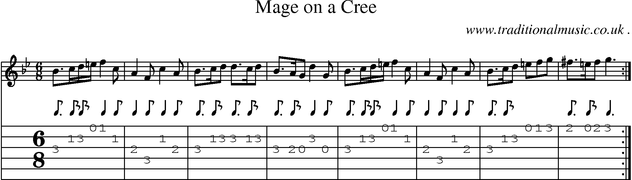 Sheet-Music and Guitar Tabs for Mage On A Cree