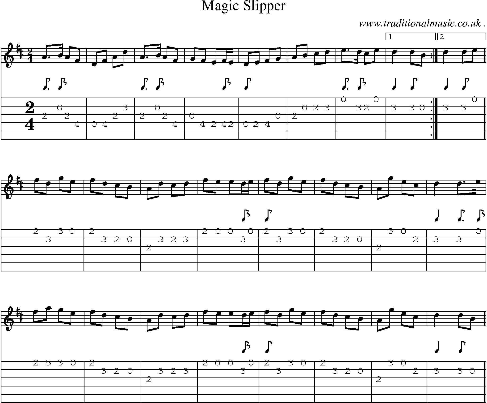 Sheet-Music and Guitar Tabs for Magic Slipper