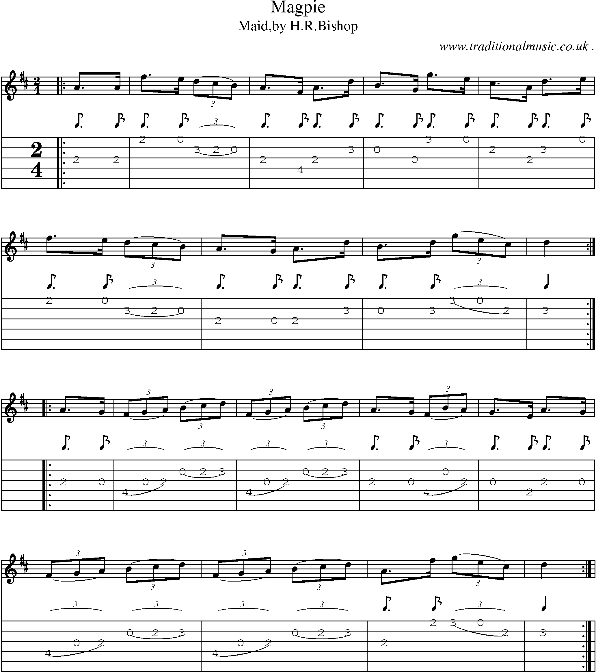 Sheet-Music and Guitar Tabs for Magpie