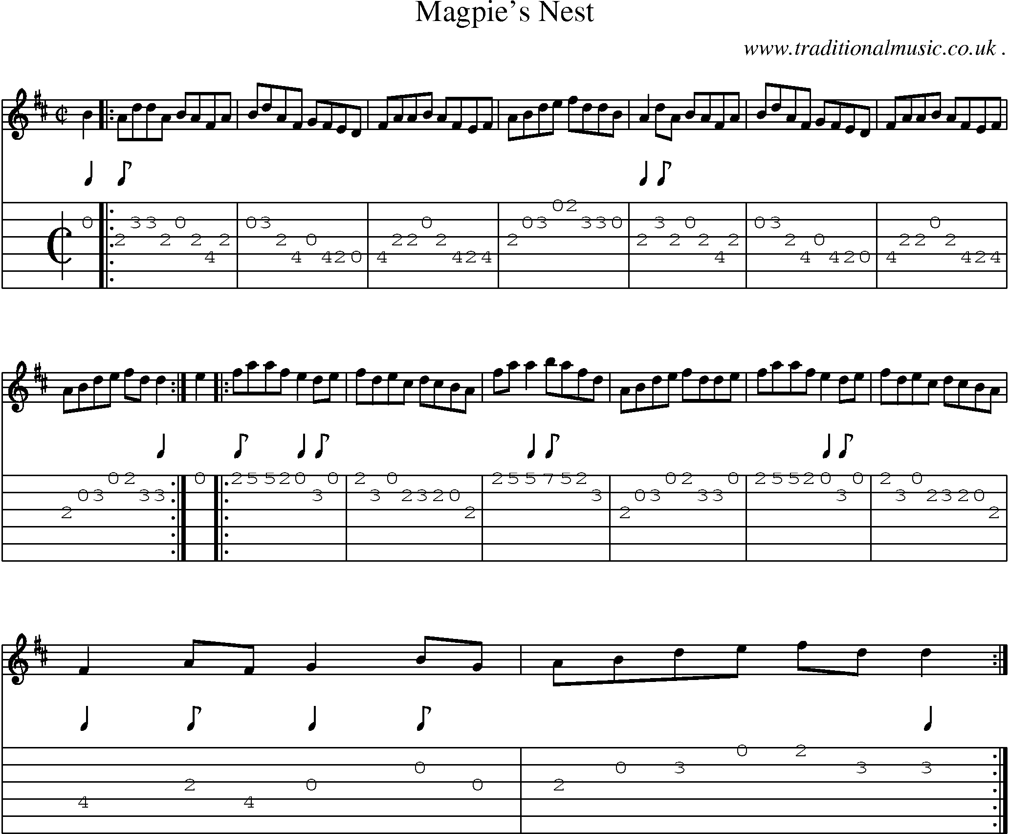 Sheet-Music and Guitar Tabs for Magpies Nest