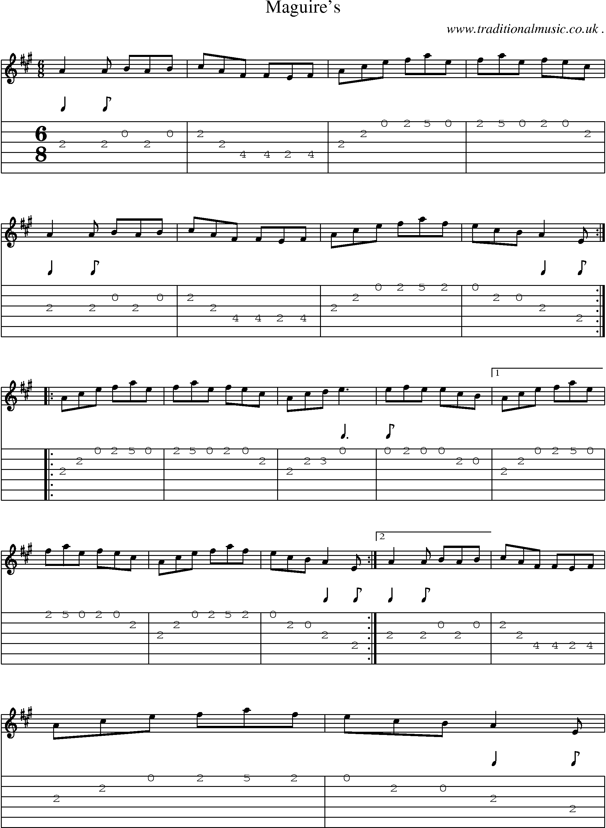 Sheet-Music and Guitar Tabs for Maguires