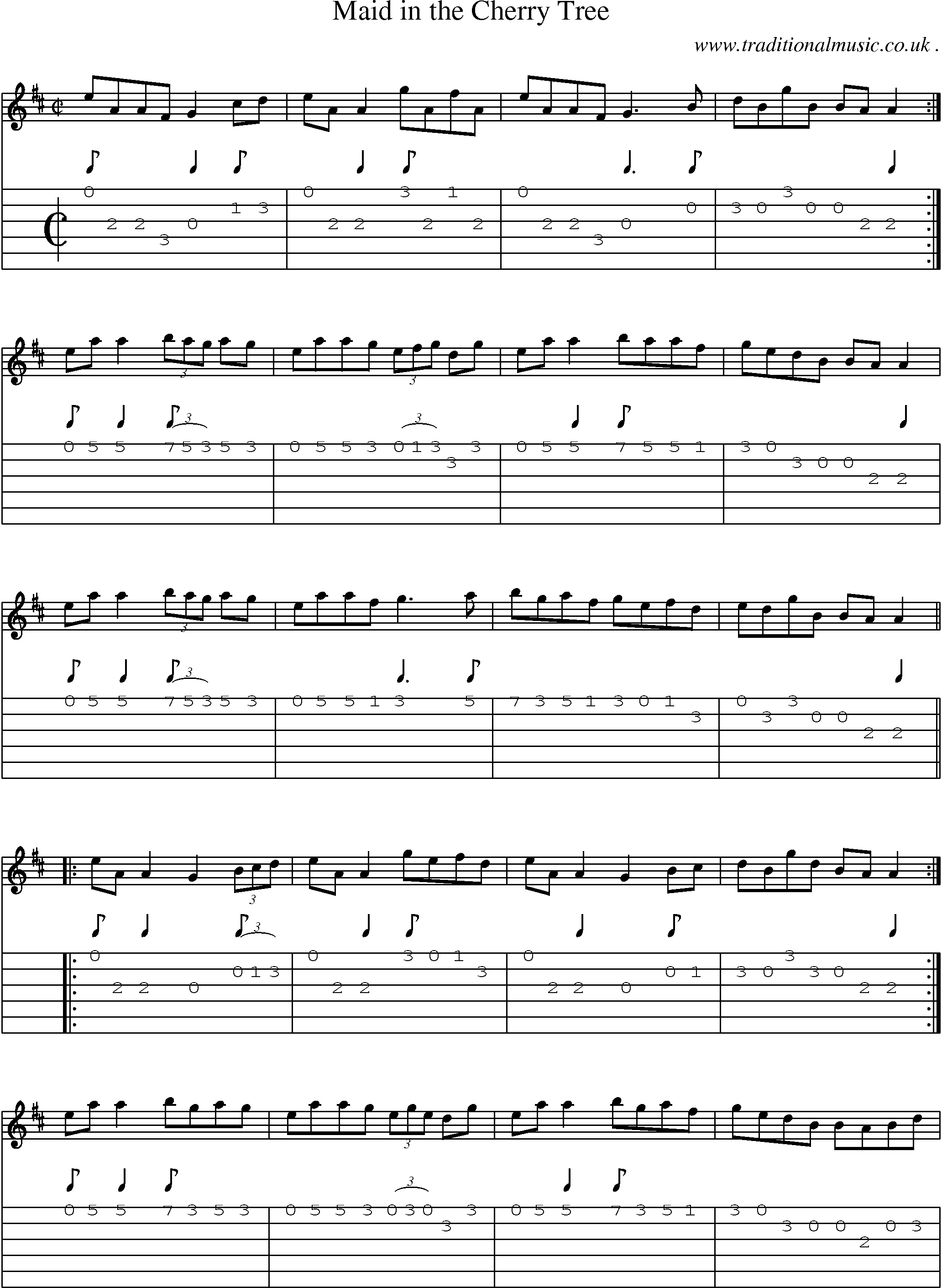 Sheet-Music and Guitar Tabs for Maid In The Cherry Tree