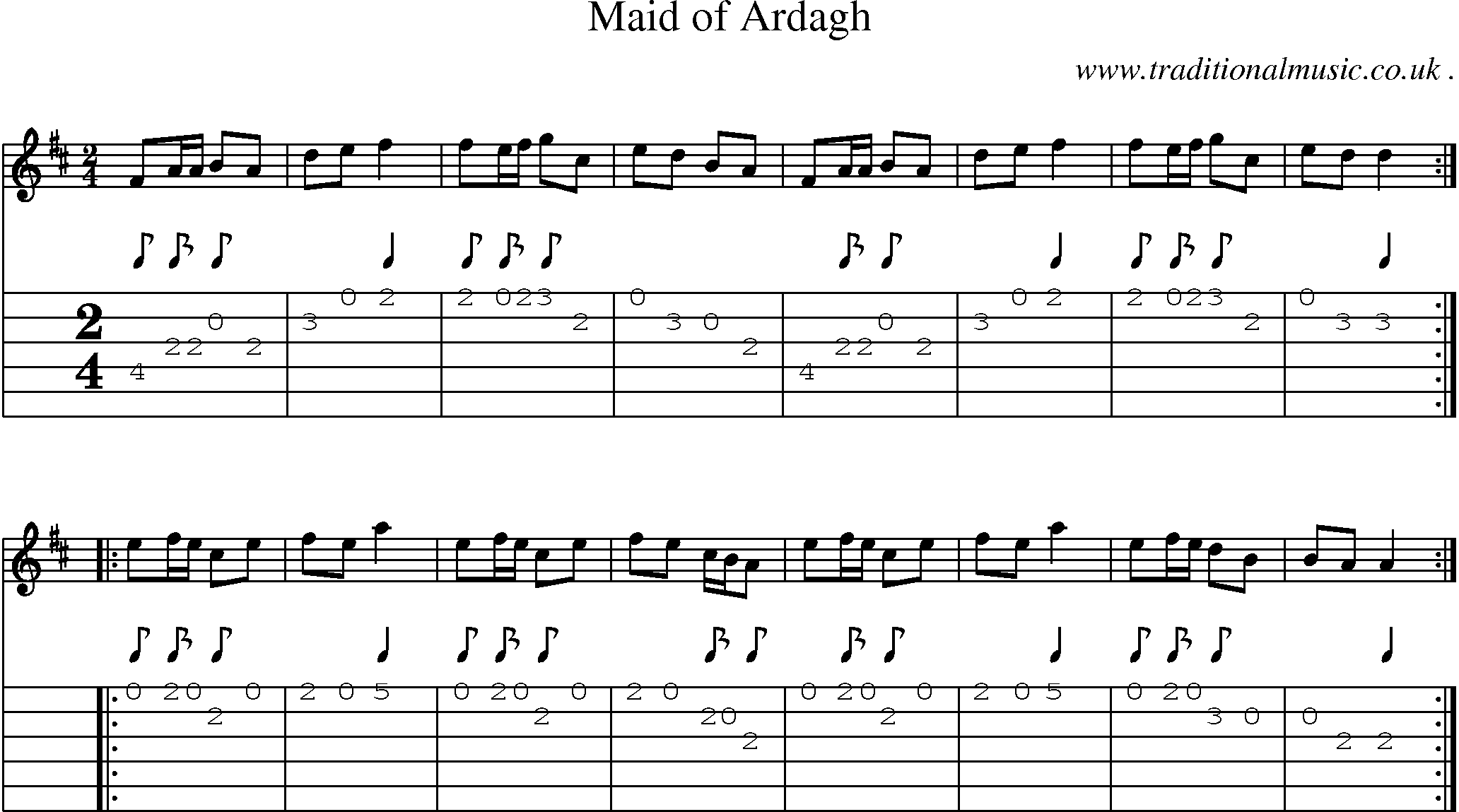 Sheet-Music and Guitar Tabs for Maid Of Ardagh