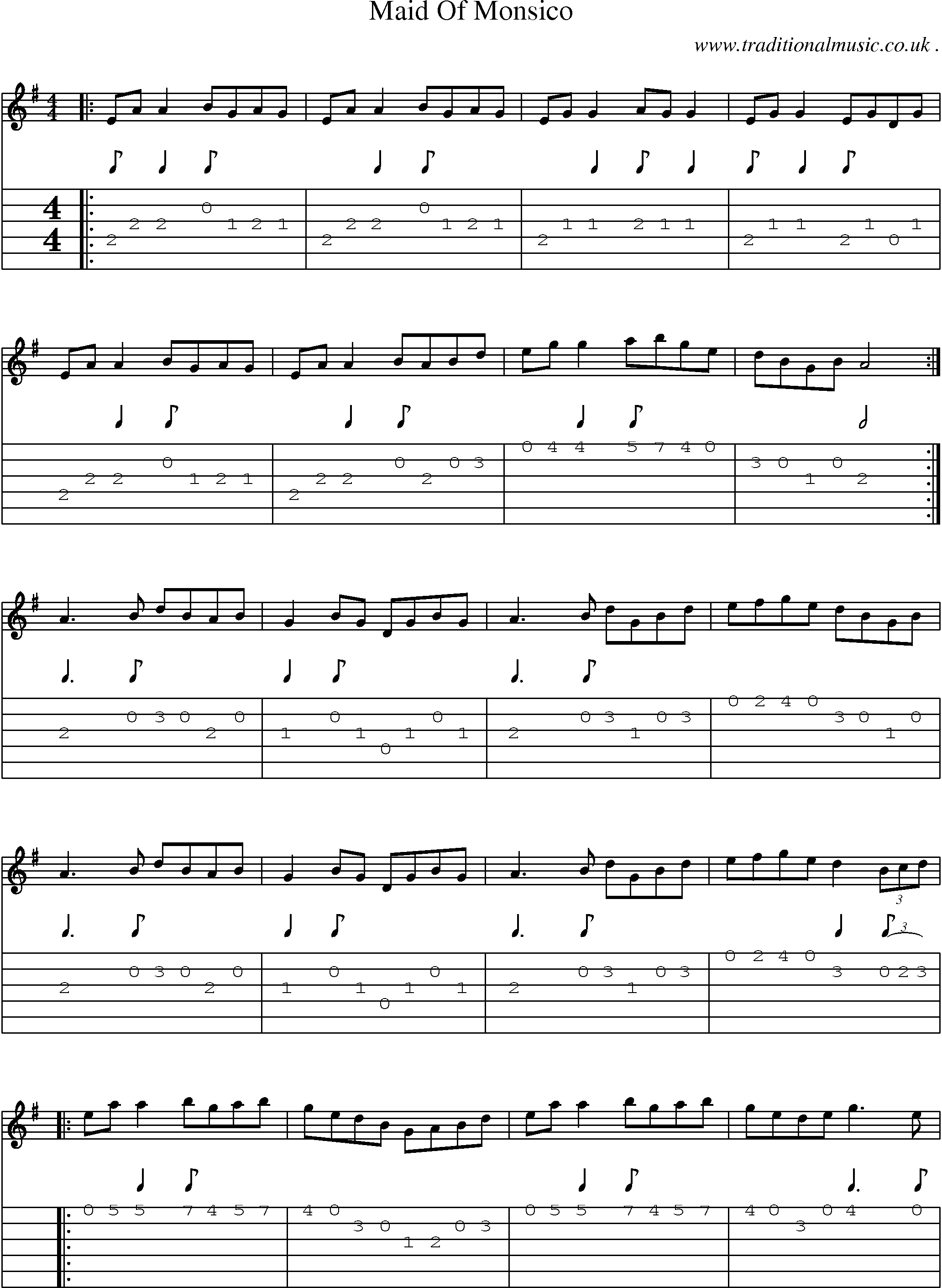 Sheet-Music and Guitar Tabs for Maid Of Monsico