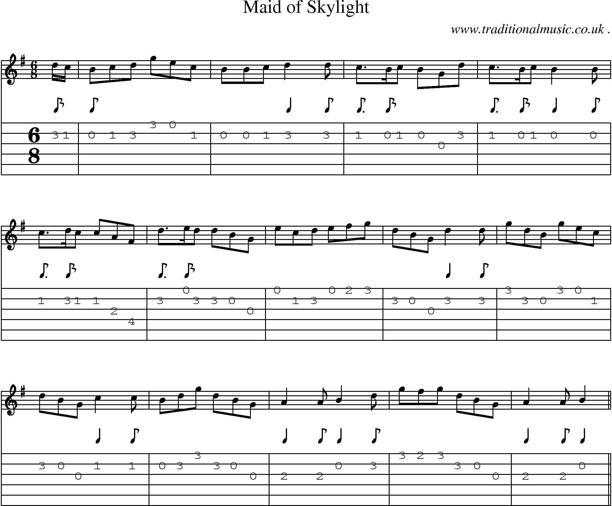 Sheet-Music and Guitar Tabs for Maid Of Skylight
