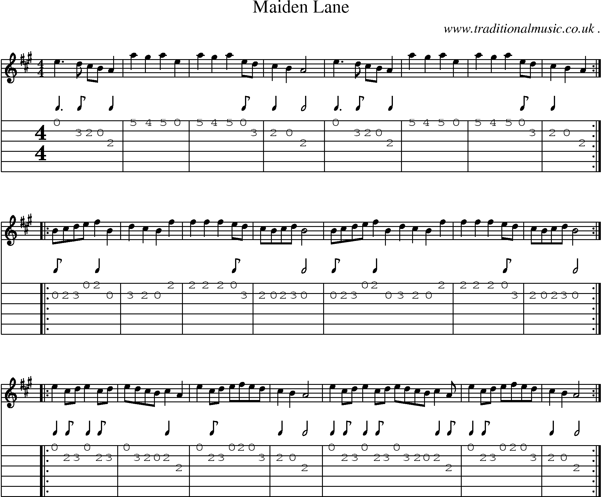 Sheet-Music and Guitar Tabs for Maiden Lane