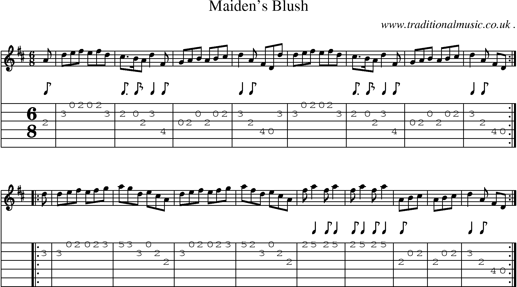 Sheet-Music and Guitar Tabs for Maidens Blush