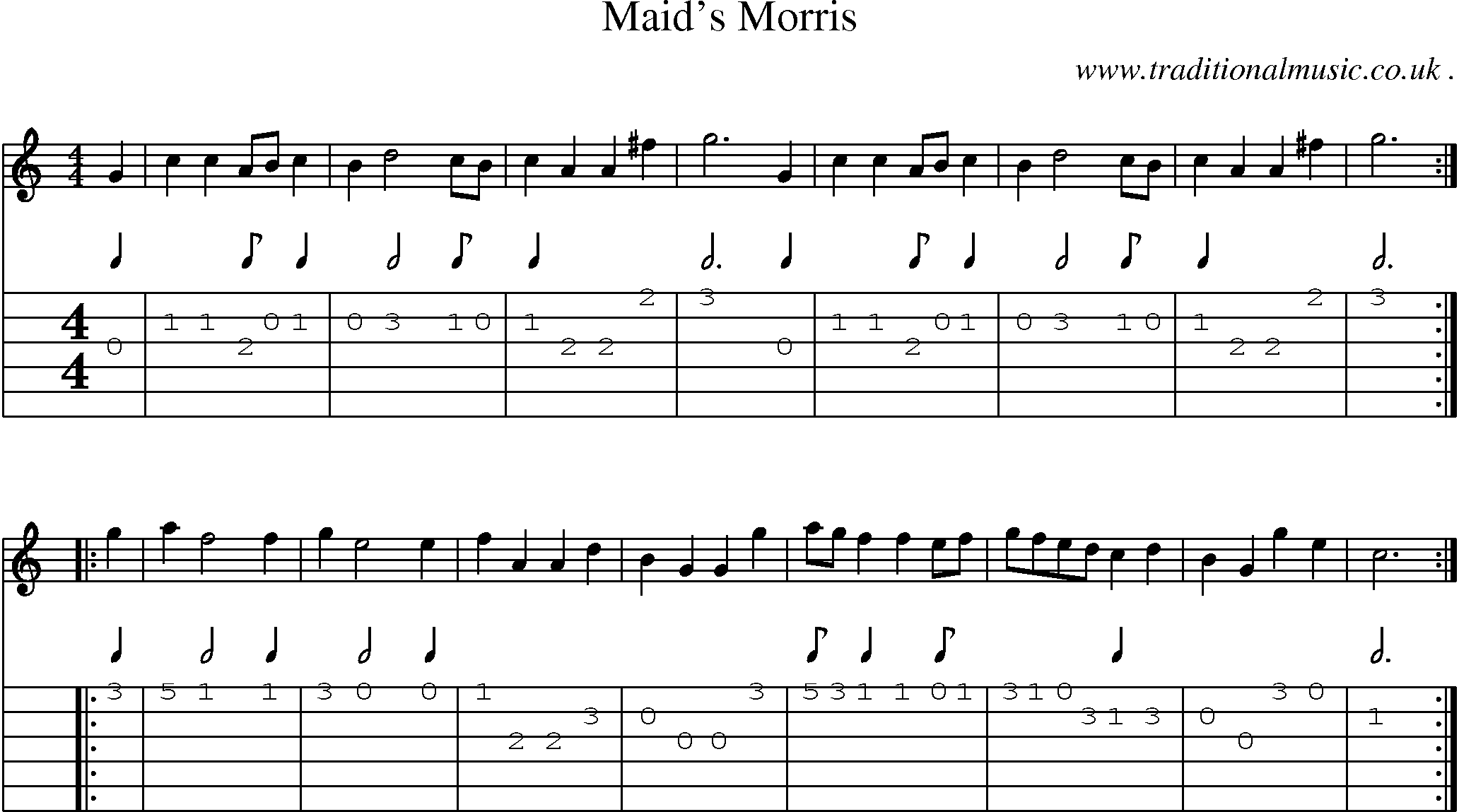 Sheet-Music and Guitar Tabs for Maids Morris