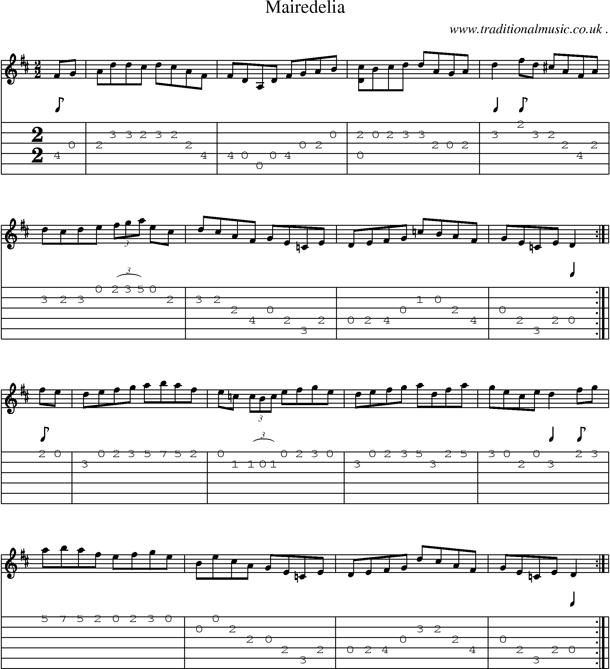Sheet-Music and Guitar Tabs for Mairedelia