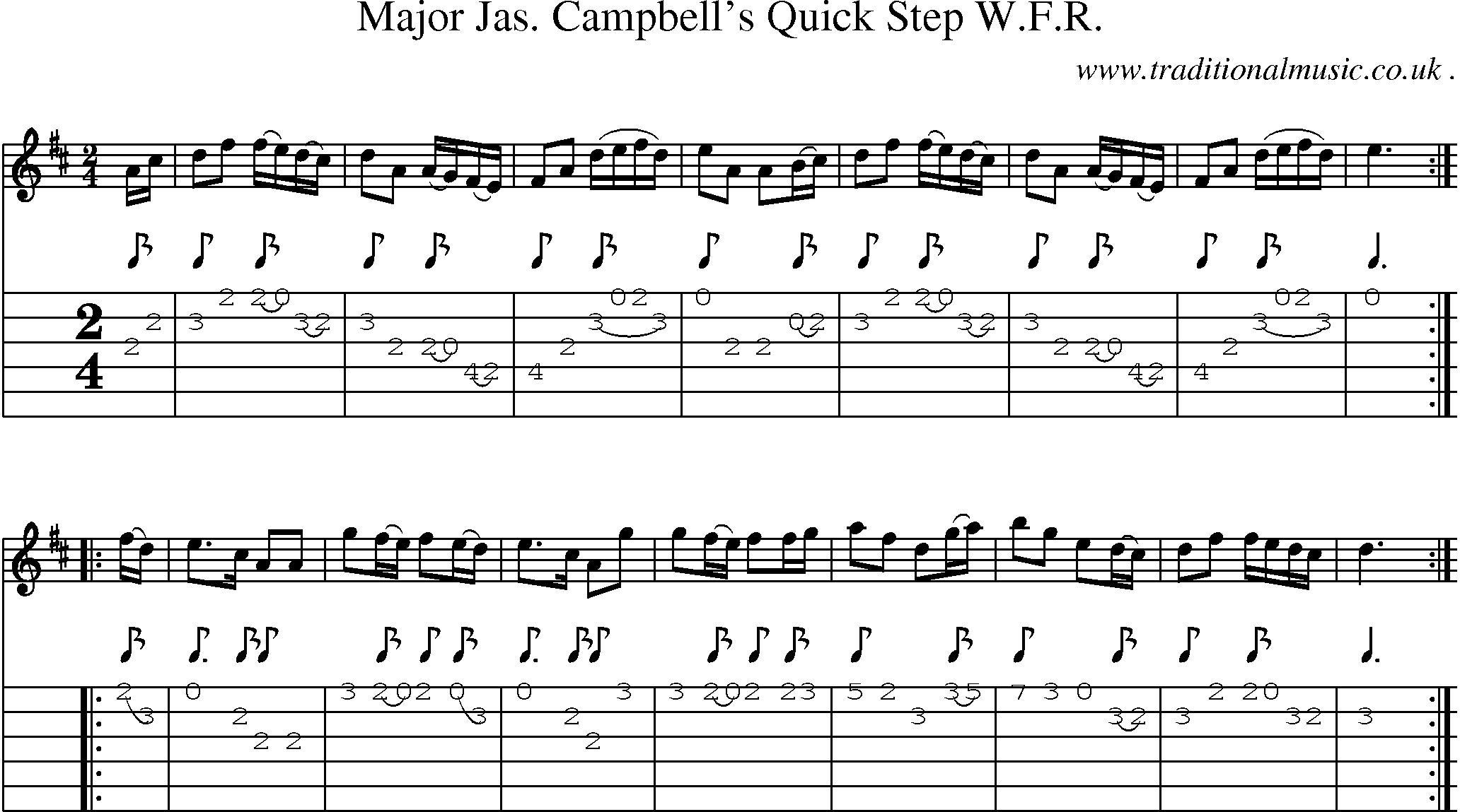 Sheet-Music and Guitar Tabs for Major Jas Campbells Quick Step Wfr